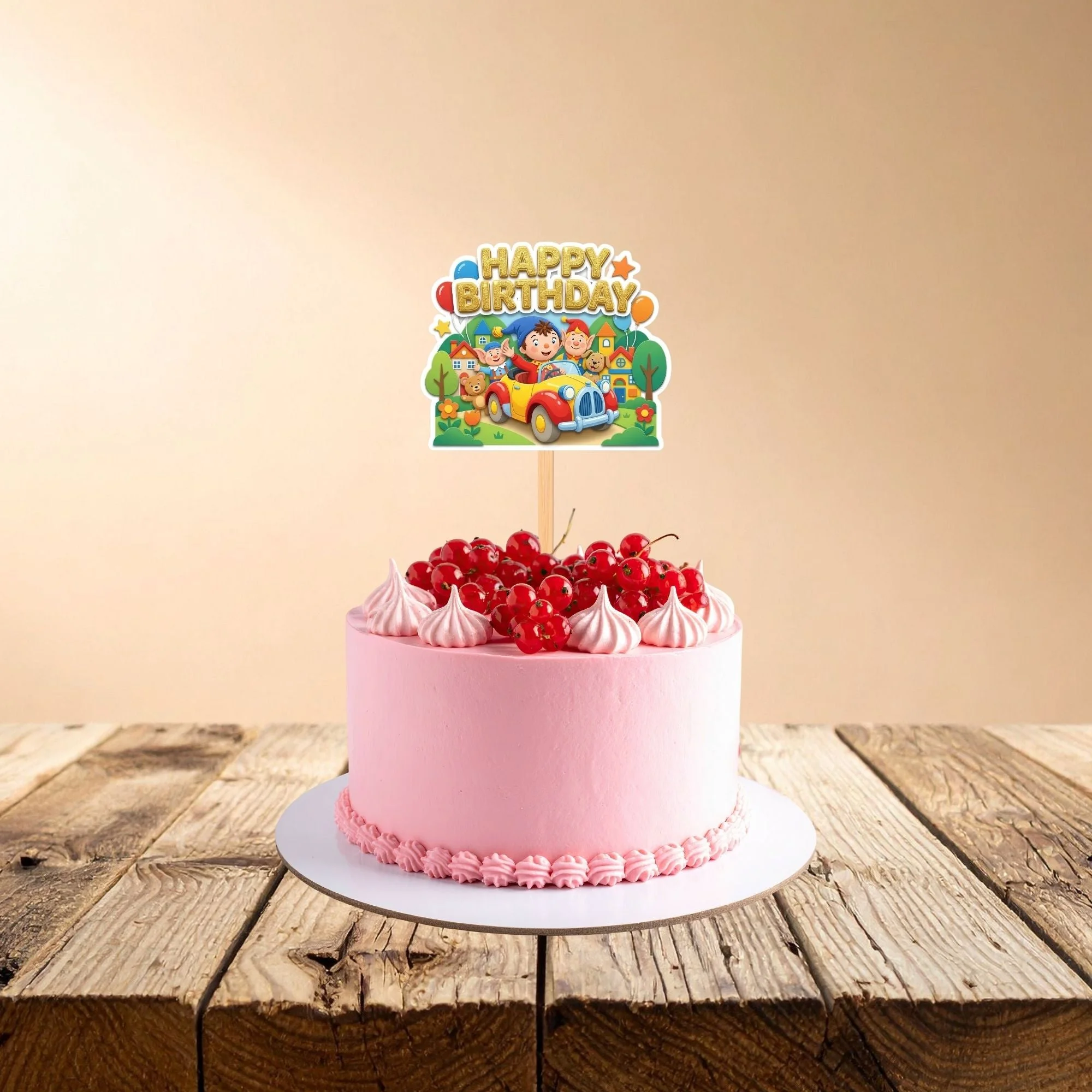 Noddy In Toyland Birthday Cake Topper for Kids | Premium 300 GSM Cardstock | Cute Cartoon Party Decoration | Cake Decoration Topper for Birthday Party Supplies