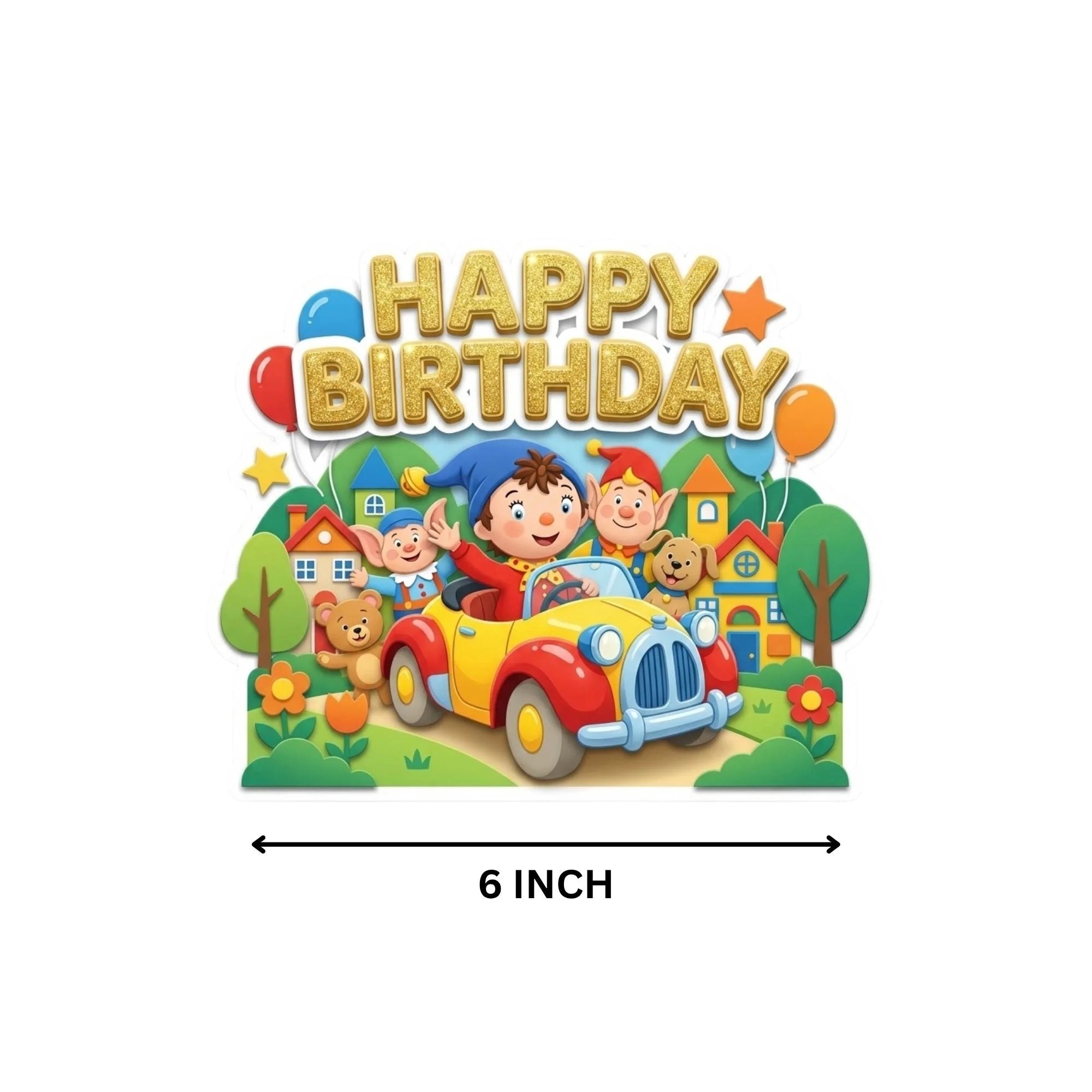 Noddy In Toyland Birthday Cake Topper for Kids | Premium 300 GSM Cardstock | Cute Cartoon Party Decoration | Cake Decoration Topper for Birthday Party Supplies - Premium Handcrafted 300 GSM Party Supplies, Cake Topper by Party Decor Mall India - View 4