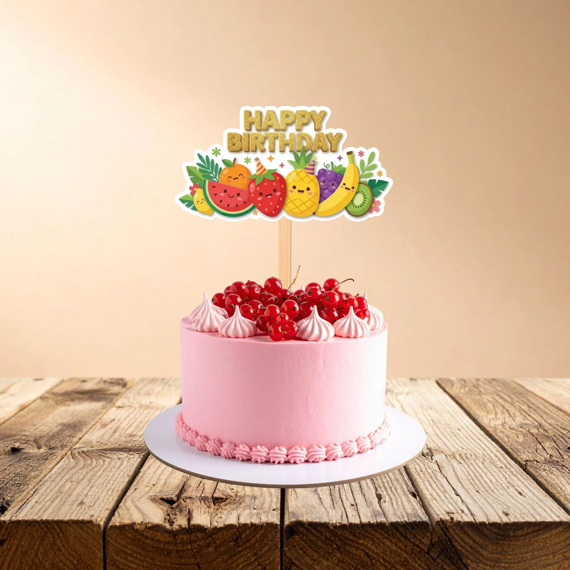 Fruits Birthday Cake Topper for Kids | Premium 300 GSM Cardstock | Cute Cartoon Party Decoration | Cake Decoration Topper for Birthday Party Supplies - Premium Handcrafted 300 GSM Party Supplies, Cake Topper by Party Decor Mall India - View 1