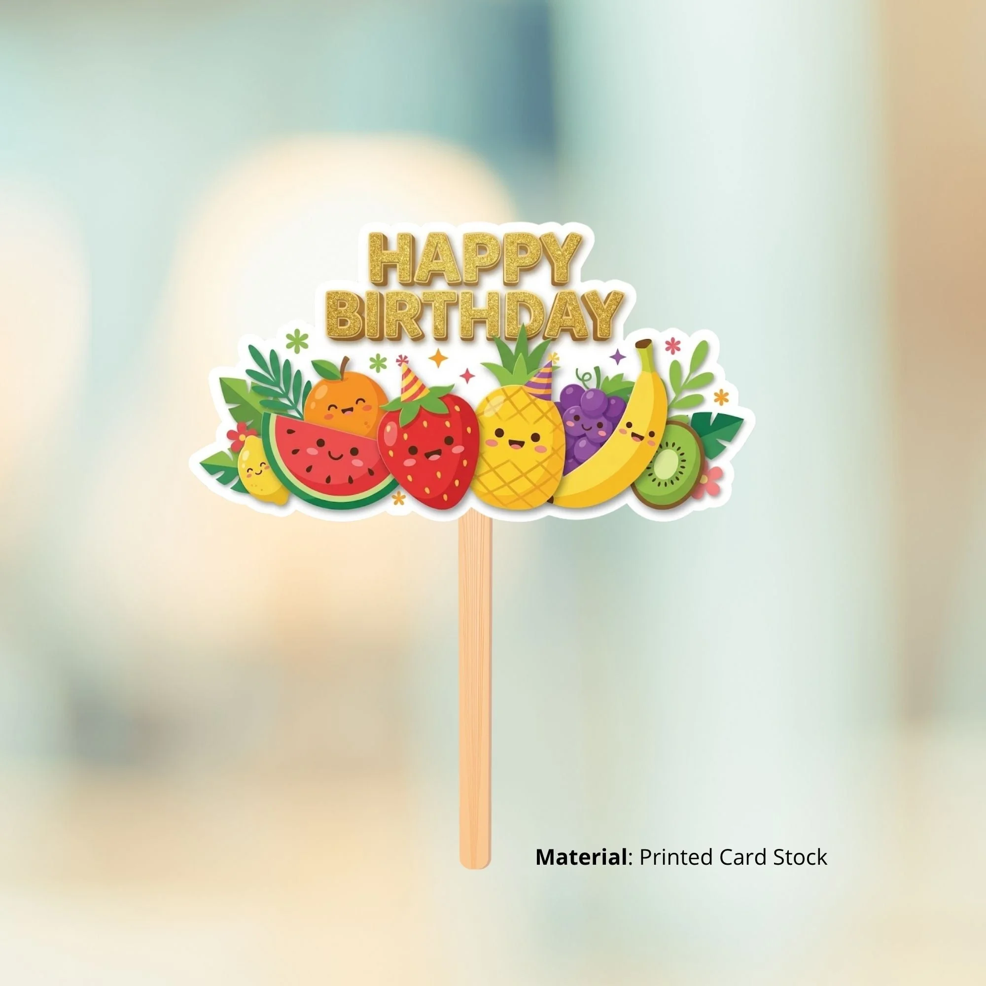 Fruits Birthday Cake Topper for Kids | Premium 300 GSM Cardstock | Cute Cartoon Party Decoration | Cake Decoration Topper for Birthday Party Supplies - Premium Handcrafted 300 GSM Party Supplies, Cake Topper by Party Decor Mall India - View 2
