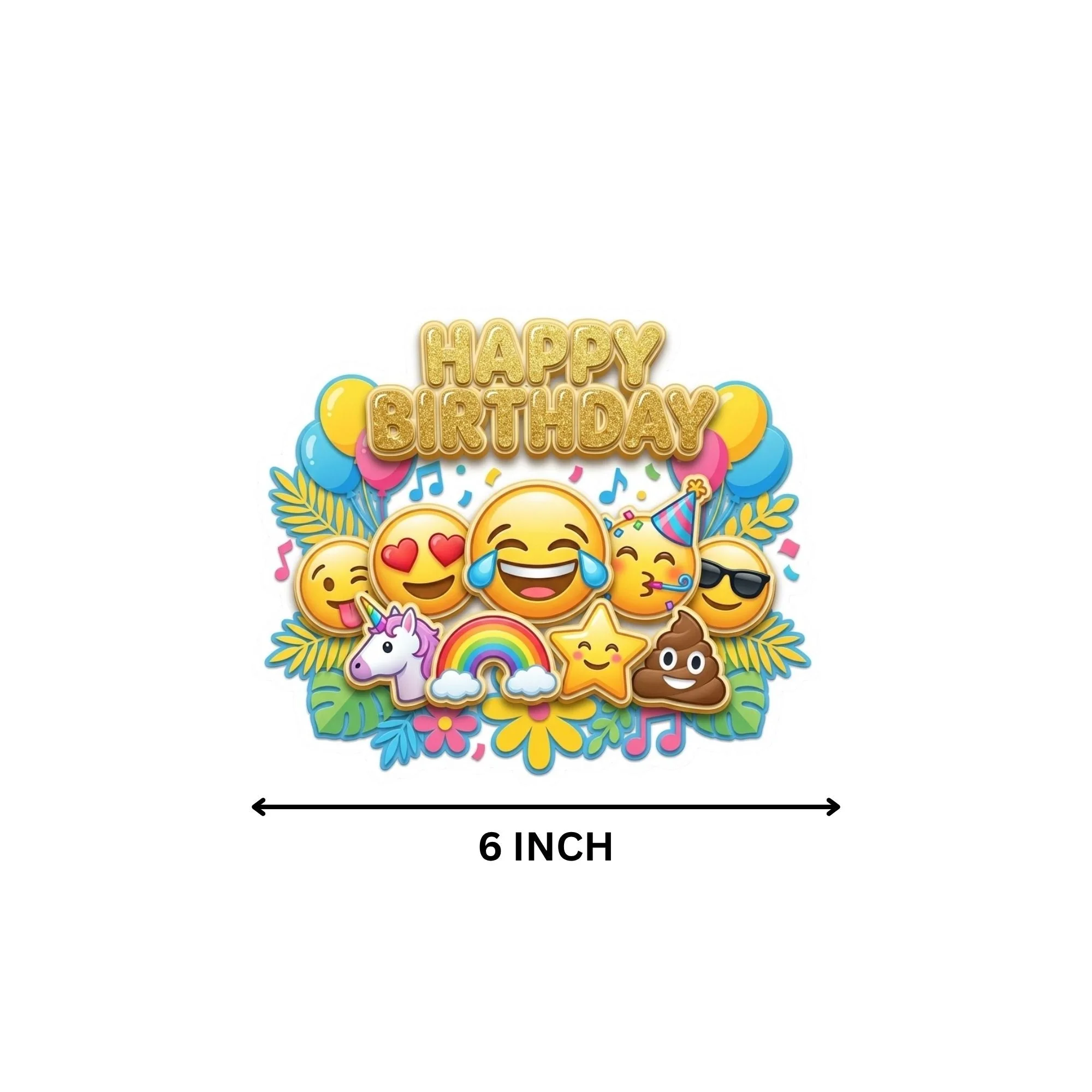 Emoji Birthday Cake Topper for Kids | Premium 300 GSM Cardstock | Cute Cartoon Party Decoration | Cake Decoration Topper for Birthday Party Supplies - Premium Handcrafted 300 GSM Party Supplies, Cake Topper by Party Decor Mall India - View 4