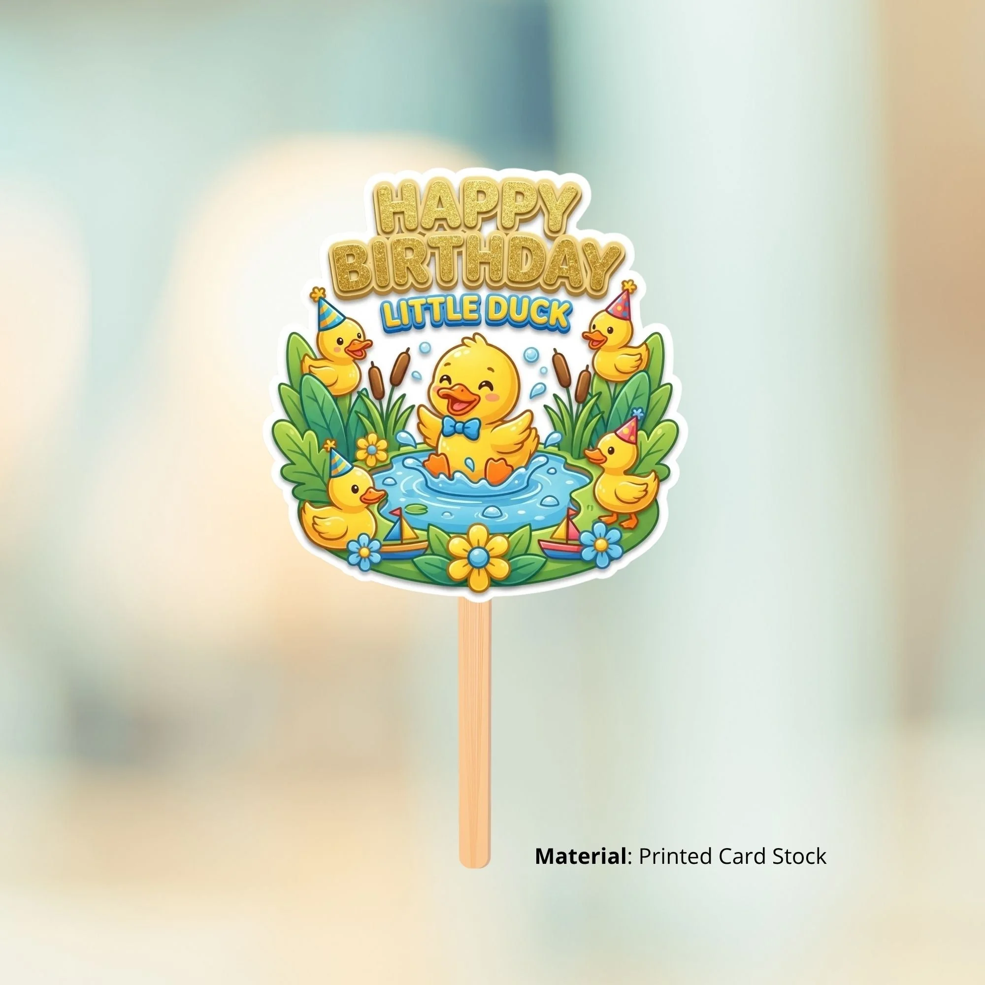 Baby Duck Birthday Cake Topper for Kids | Premium 300 GSM Cardstock | Cute Cartoon Party Decoration | Cake Decoration Topper for Birthday Party Supplies - Premium Handcrafted 300 GSM Party Supplies, Cake Topper by Party Decor Mall India - View 2