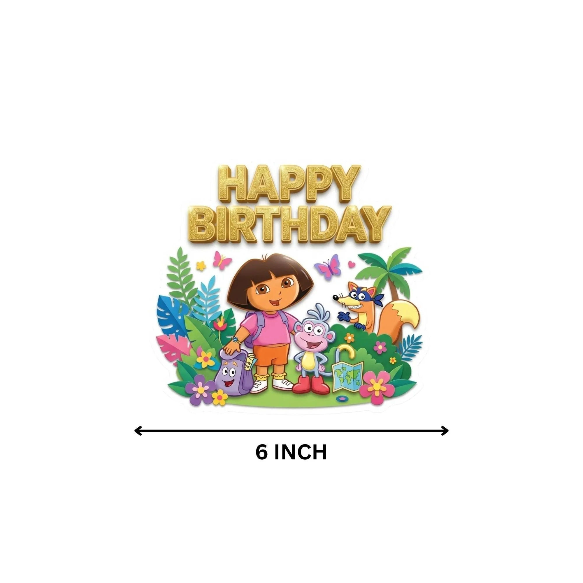 Dora Birthday Cake Topper for Kids | Premium 300 GSM Cardstock | Cute Cartoon Party Decoration | Cake Decoration Topper for Birthday Party Supplies - Premium Handcrafted 300 GSM Party Supplies, Cake Topper by Party Decor Mall India - View 4