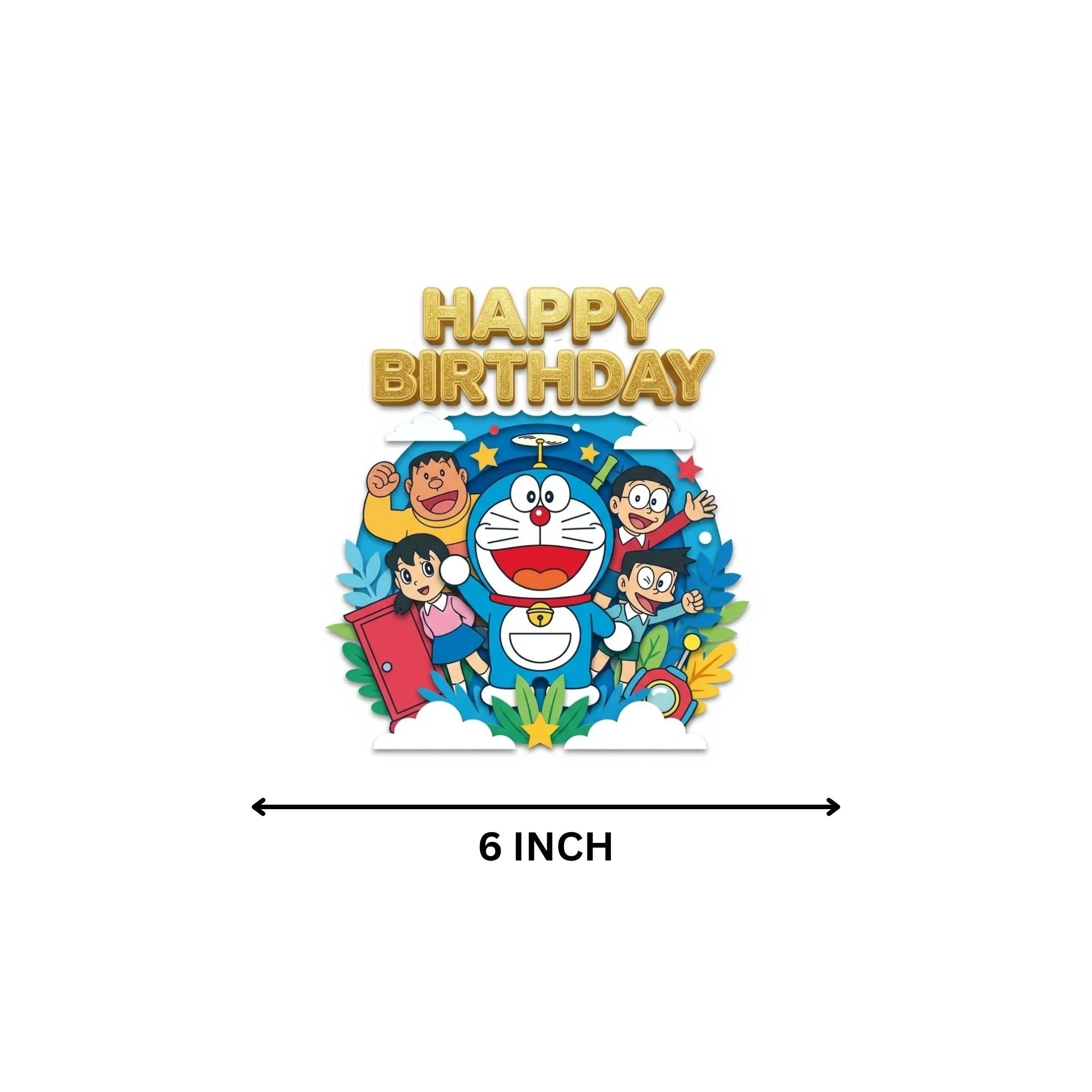 Doraemon Birthday Cake Topper for Kids | Premium 300 GSM Cardstock | Cute Cartoon Party Decoration | Cake Decoration Topper for Birthday Party Supplies - Premium Handcrafted 300 GSM Party Supplies, Cake Topper by Party Decor Mall India - View 4
