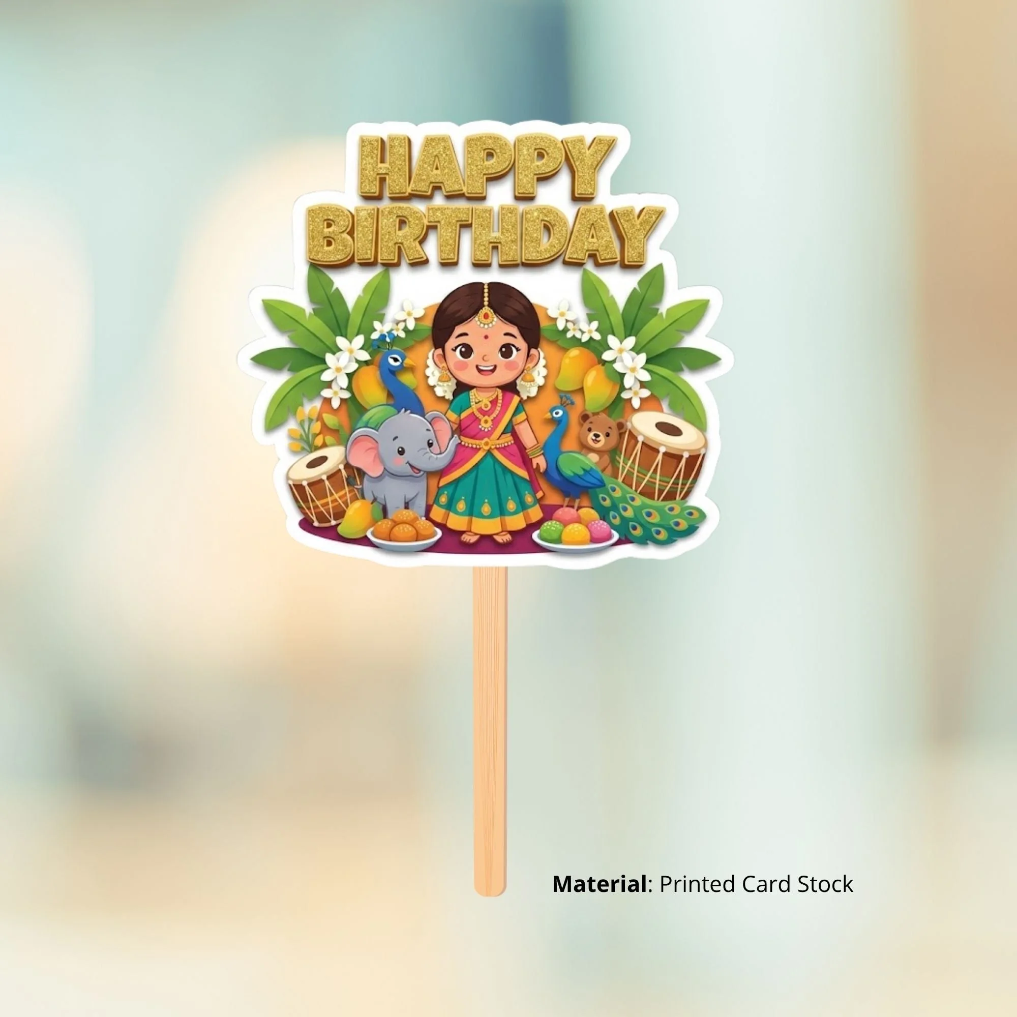 Festival Birthday Cake Topper for Kids | Premium 300 GSM Cardstock | Cute Cartoon Party Decoration | Cake Decoration Topper for Birthday Party Supplies - Premium Handcrafted 300 GSM Party Supplies, Cake Topper by Party Decor Mall India - View 2