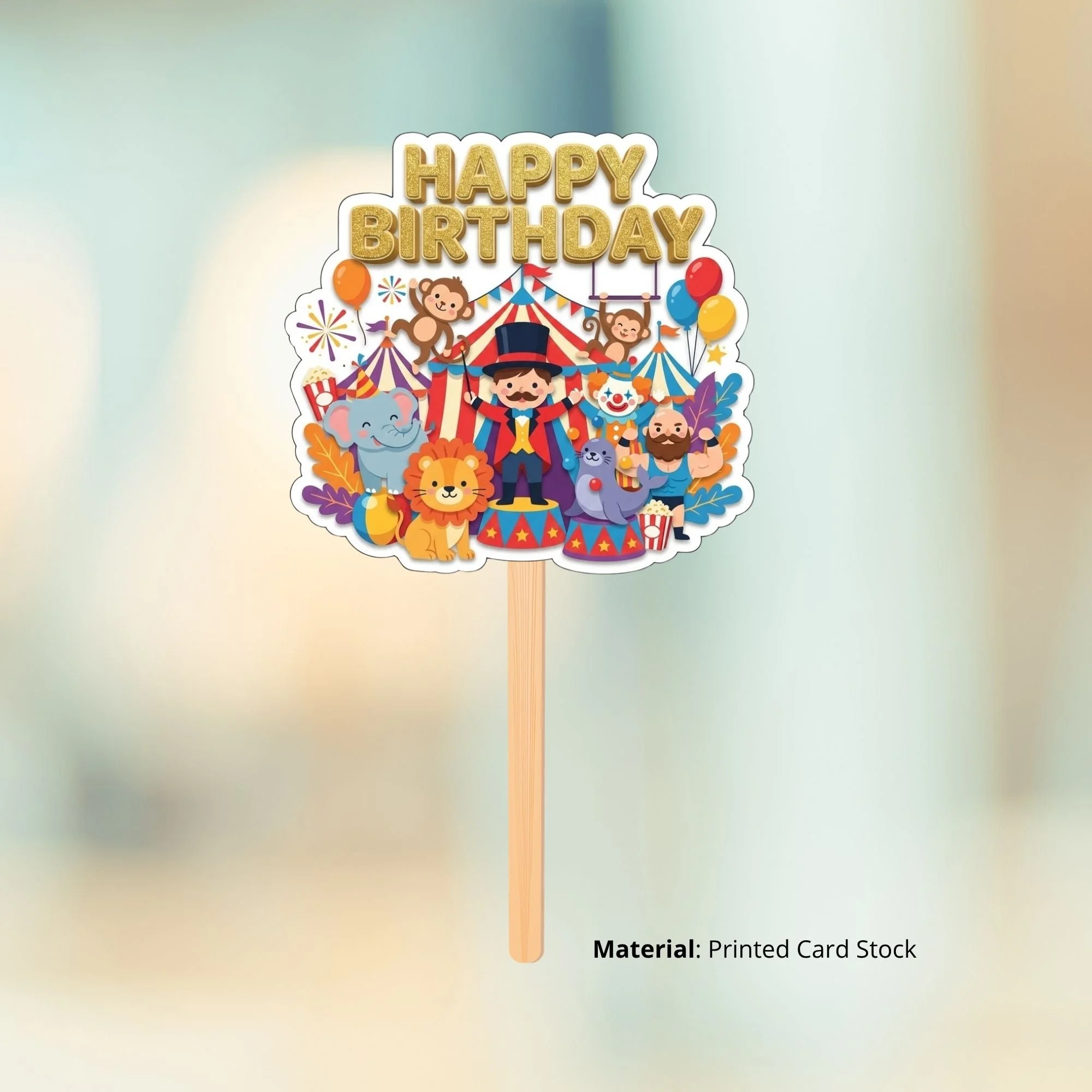 Carnival Kid Birthday Cake Topper for Kids | Premium 300 GSM Cardstock | Cute Cartoon Party Decoration | Cake Decoration Topper for Birthday Party Supplies - Premium Handcrafted 300 GSM Party Supplies, Cake Topper by Party Decor Mall India - View 2