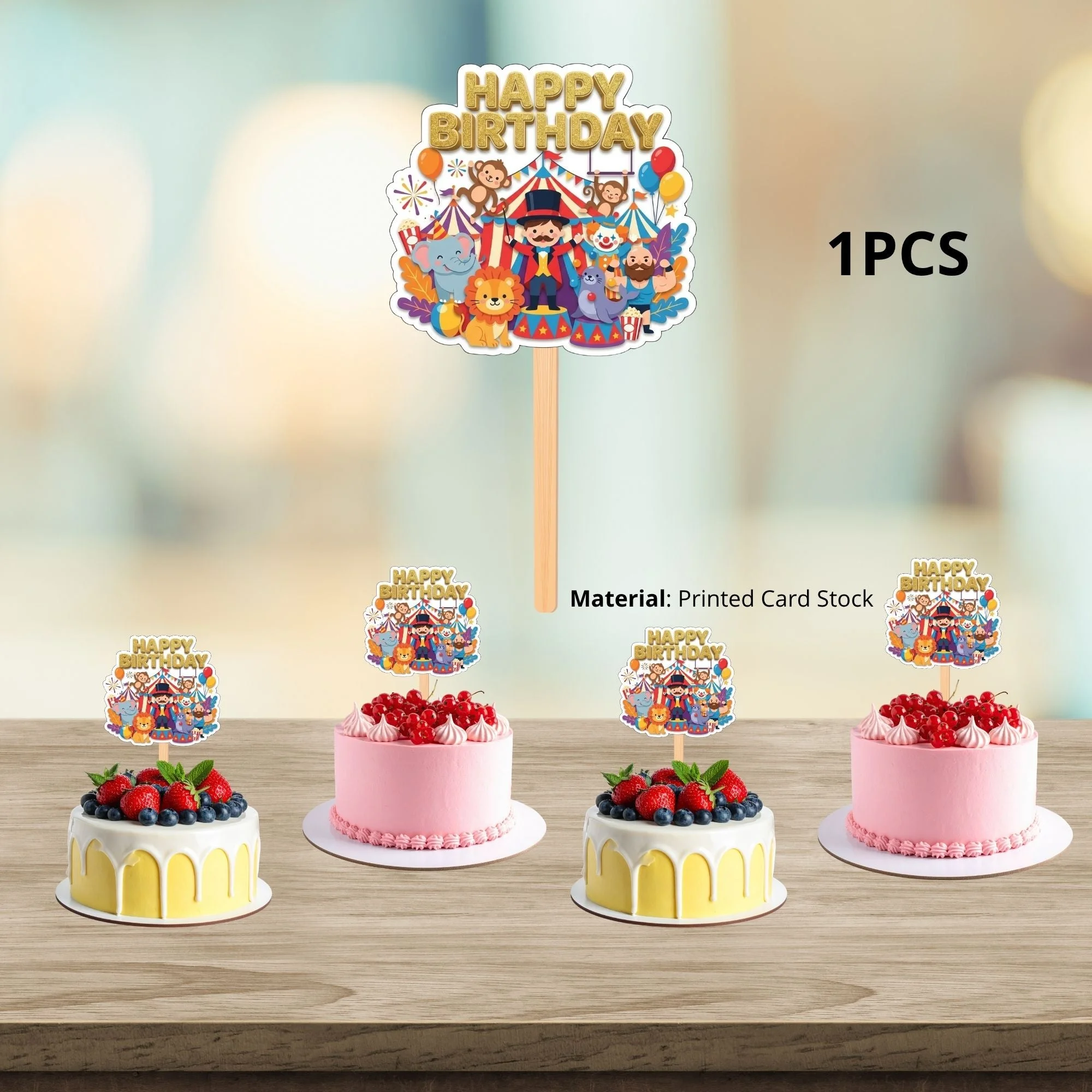 Carnival Kid Birthday Cake Topper for Kids | Premium 300 GSM Cardstock | Cute Cartoon Party Decoration | Cake Decoration Topper for Birthday Party Supplies - Premium Handcrafted 300 GSM Party Supplies, Cake Topper by Party Decor Mall India - View 3