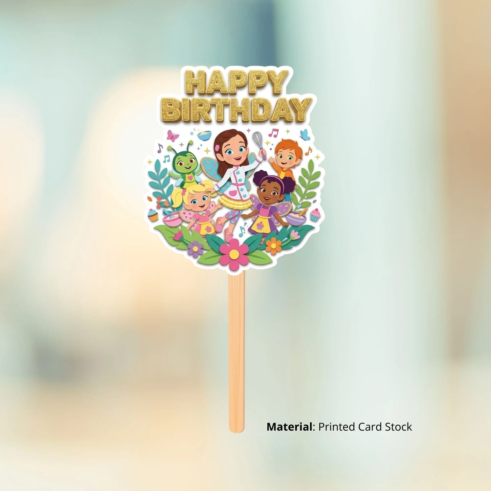 Butterbean's Birthday Cake Topper for Kids | Premium 300 GSM Cardstock | Cute Cartoon Party Decoration | Cake Decoration Topper for Birthday Party Supplies - Premium Handcrafted 300 GSM Party Supplies, Cake Topper by Party Decor Mall India - View 2