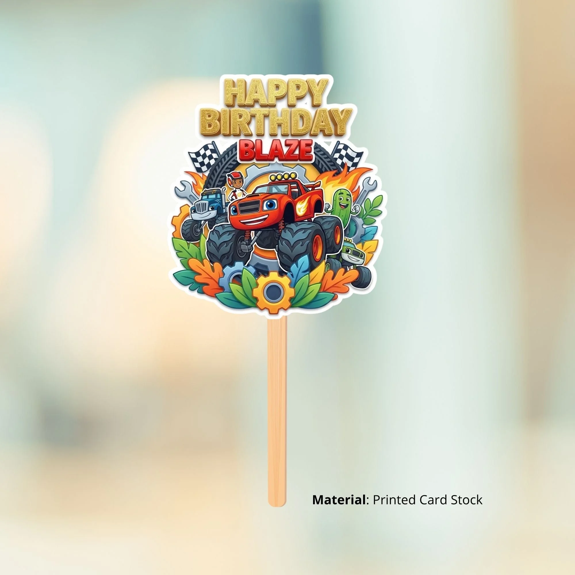 Monster Truck Birthday Cake Topper for Kids | Premium 300 GSM Cardstock | Cute Cartoon Party Decoration | Cake Decoration Topper for Birthday Party Supplies - Premium Handcrafted 300 GSM Party Supplies, Cake Topper by Party Decor Mall India - View 2