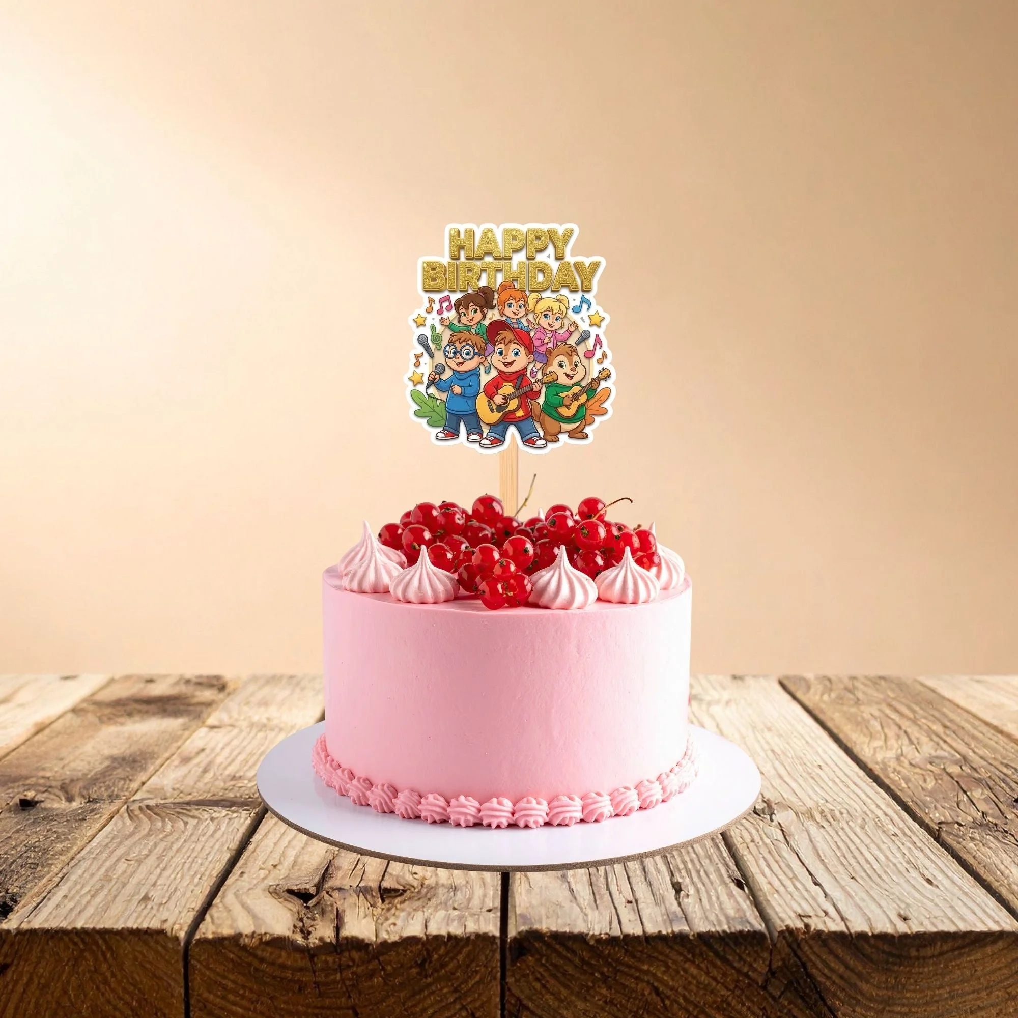Alvin And The Chipmunks Birthday Cake Topper for Kids | Premium 300 GSM Cardstock | Cute Cartoon Party Decoration | Cake Decoration Topper for Birthday Party Supplies - Premium Handcrafted 300 GSM Party Supplies, Cake Topper by Party Decor Mall India - View 1