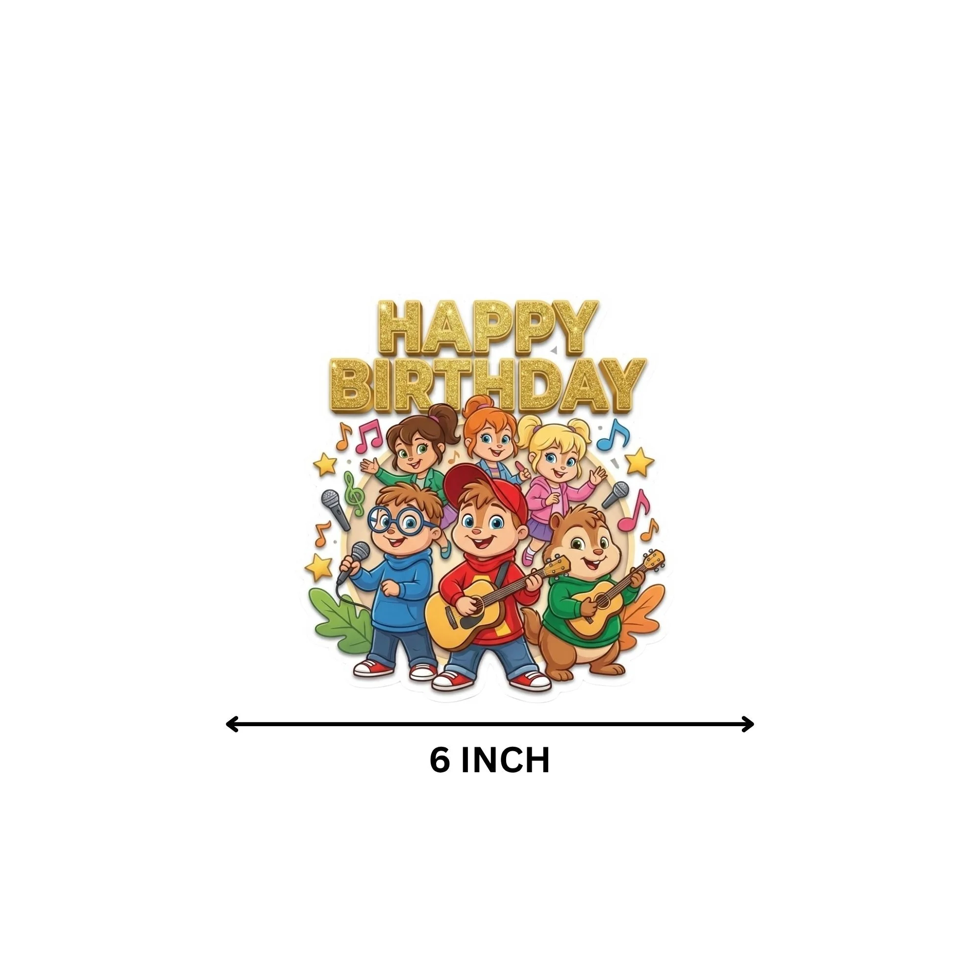 Alvin And The Chipmunks Birthday Cake Topper for Kids | Premium 300 GSM Cardstock | Cute Cartoon Party Decoration | Cake Decoration Topper for Birthday Party Supplies - Premium Handcrafted 300 GSM Party Supplies, Cake Topper by Party Decor Mall India - View 4