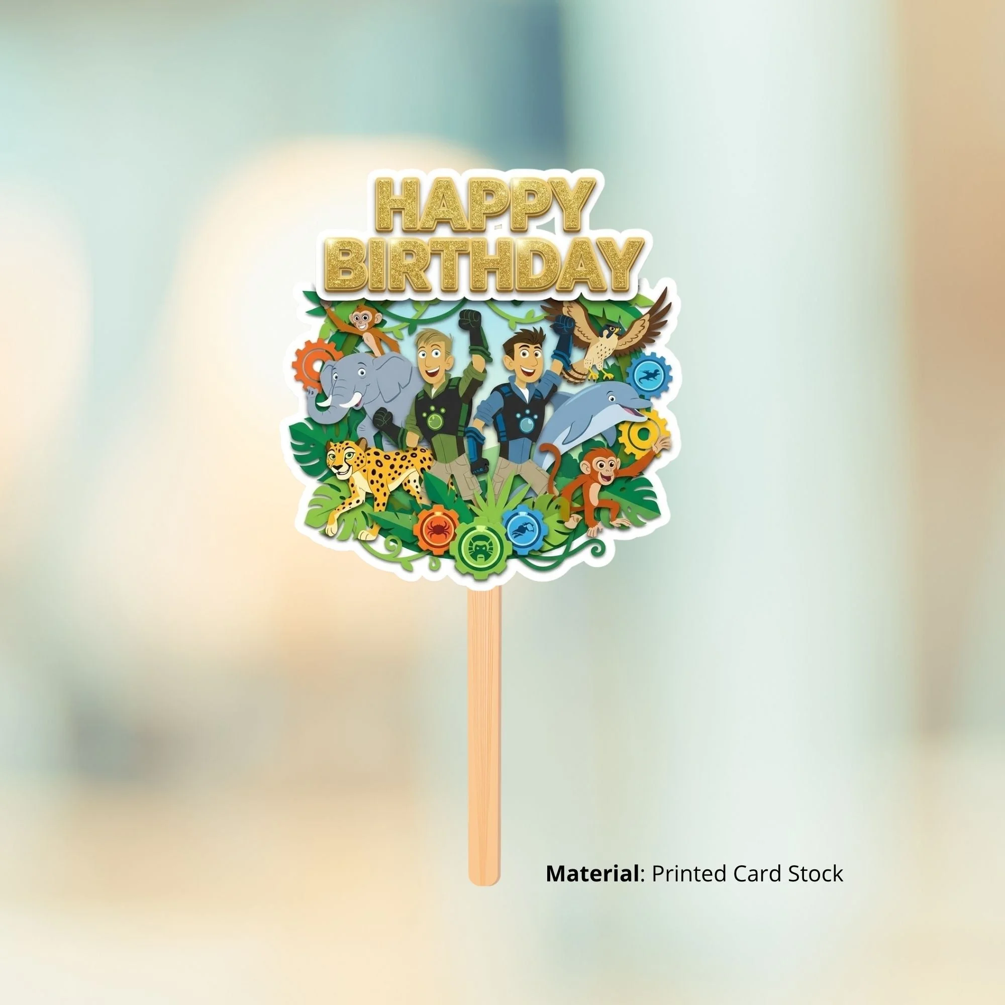 Wild Kratts Birthday Cake Topper for Kids | Premium 300 GSM Cardstock | Cute Cartoon Party Decoration | Cake Decoration Topper for Birthday Party Supplies - Premium Handcrafted 300 GSM Party Supplies, Cake Topper by Party Decor Mall India - View 2