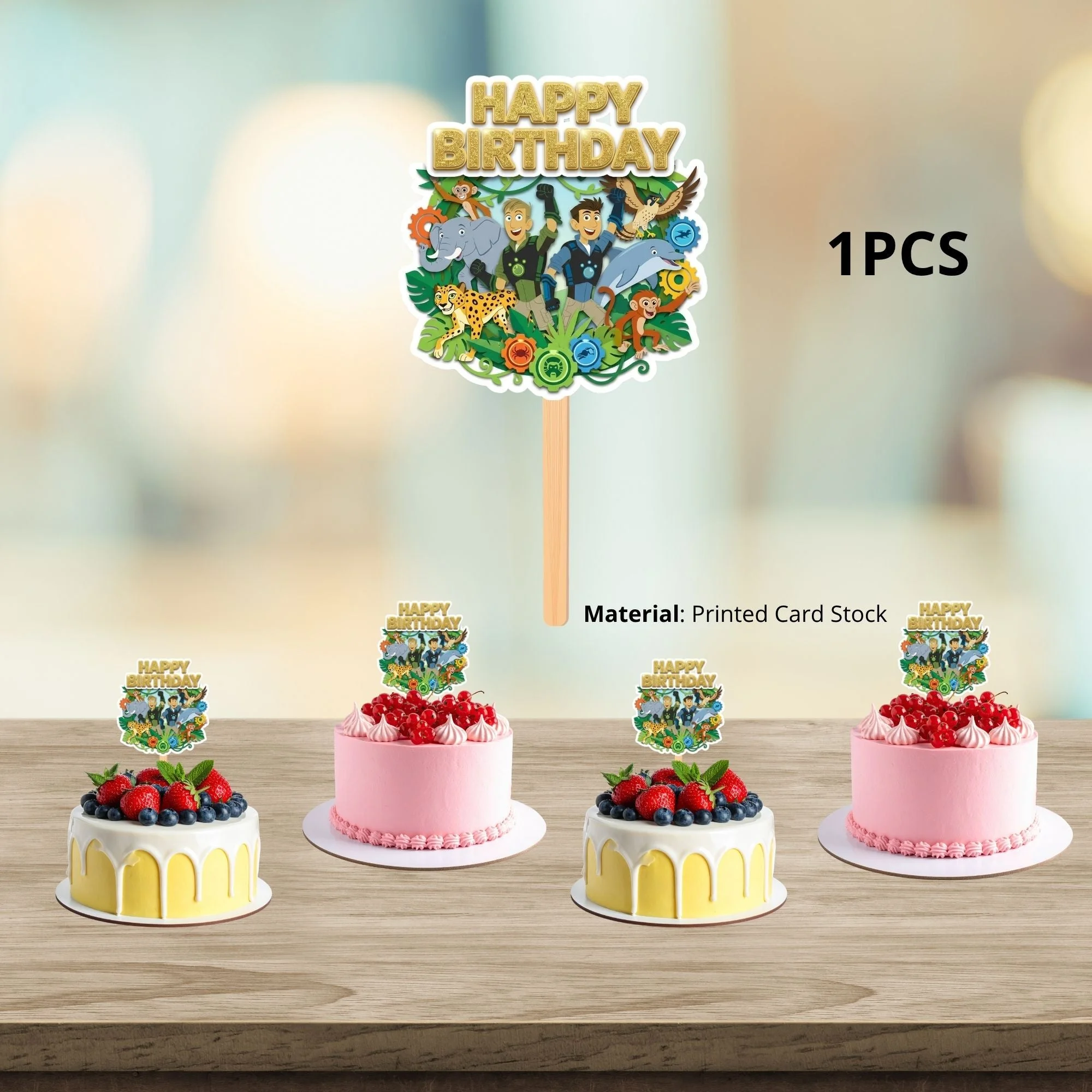 Wild Kratts Birthday Cake Topper for Kids | Premium 300 GSM Cardstock | Cute Cartoon Party Decoration | Cake Decoration Topper for Birthday Party Supplies - Premium Handcrafted 300 GSM Party Supplies, Cake Topper by Party Decor Mall India - View 3