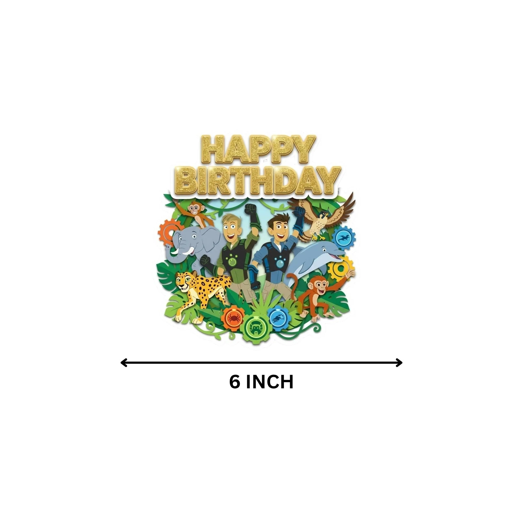 Wild Kratts Birthday Cake Topper for Kids | Premium 300 GSM Cardstock | Cute Cartoon Party Decoration | Cake Decoration Topper for Birthday Party Supplies - Premium Handcrafted 300 GSM Party Supplies, Cake Topper by Party Decor Mall India - View 4