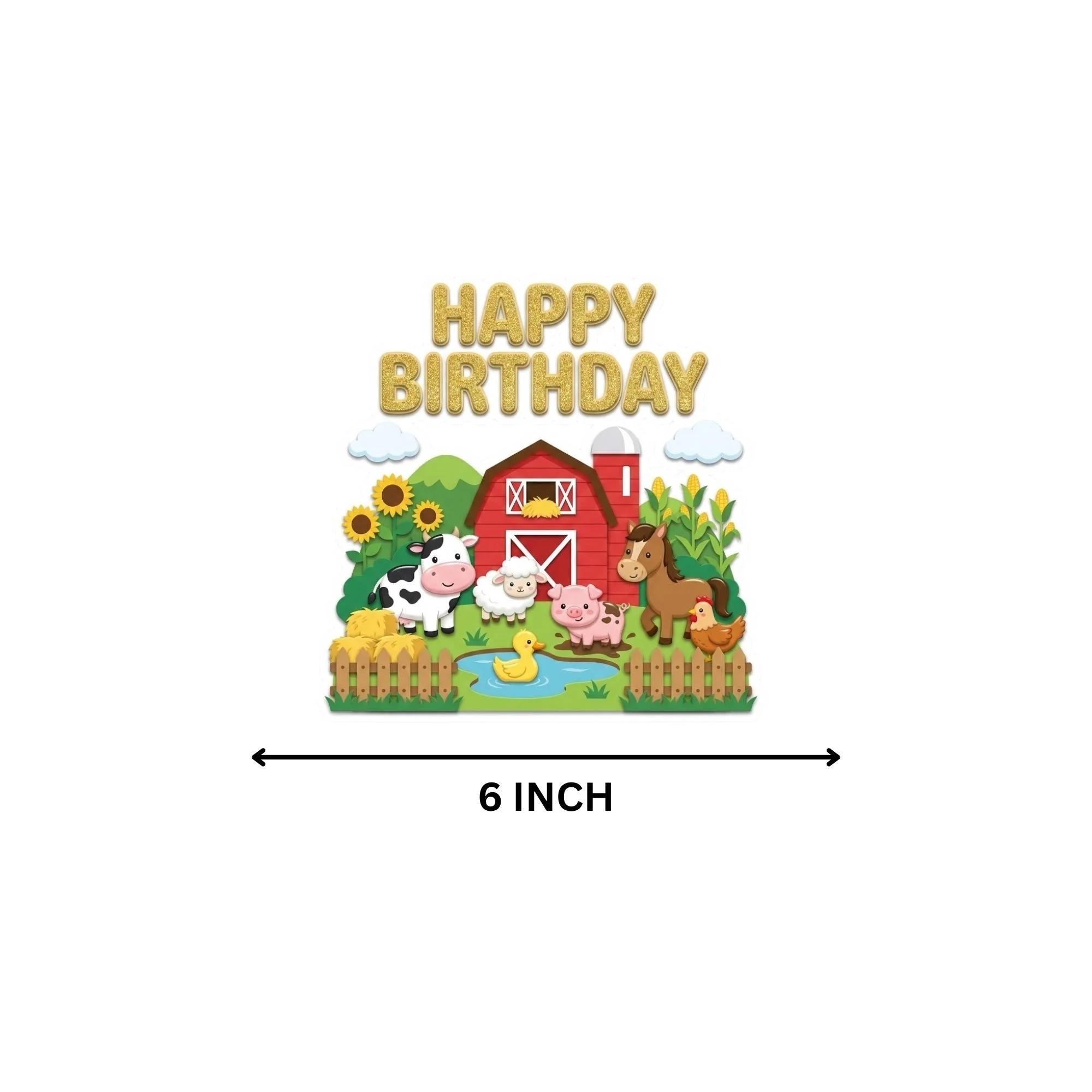 Farm House Birthday Cake Topper for Kids | Premium 300 GSM Cardstock | Cute Cartoon Party Decoration | Cake Decoration Topper for Birthday Party Supplies - Premium Handcrafted 300 GSM Party Supplies, Cake Topper by Party Decor Mall India - View 4
