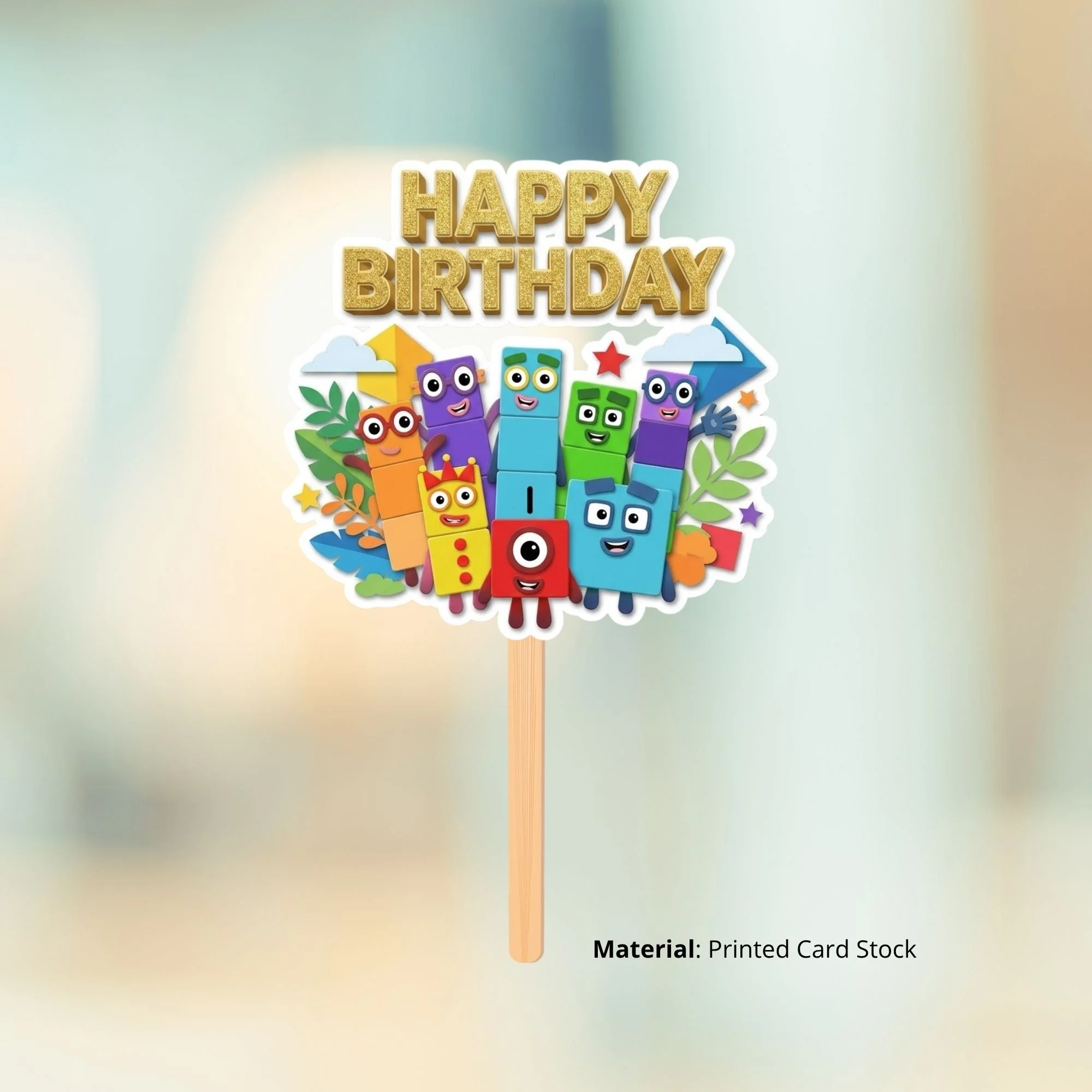 Number Blocks Birthday Cake Topper for Kids | Premium 300 GSM Cardstock | Cute Cartoon Party Decoration | Cake Decoration Topper for Birthday Party Supplies - Premium Handcrafted 300 GSM Party Supplies, Cake Topper by Party Decor Mall India - View 2
