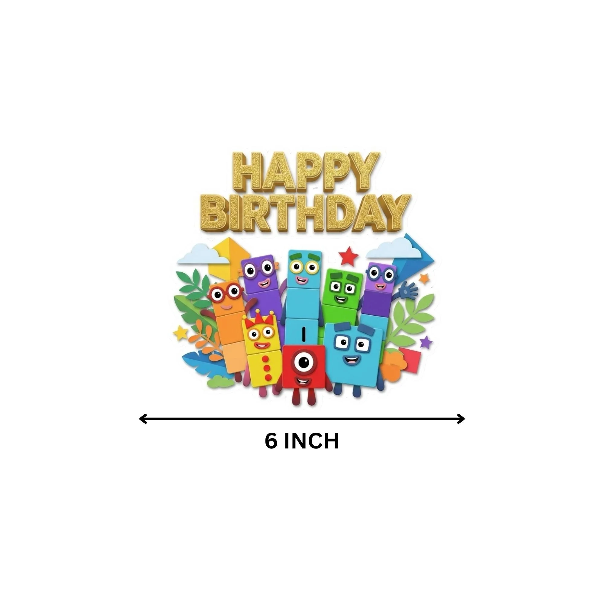 Number Blocks Birthday Cake Topper for Kids | Premium 300 GSM Cardstock | Cute Cartoon Party Decoration | Cake Decoration Topper for Birthday Party Supplies - Premium Handcrafted 300 GSM Party Supplies, Cake Topper by Party Decor Mall India - View 4