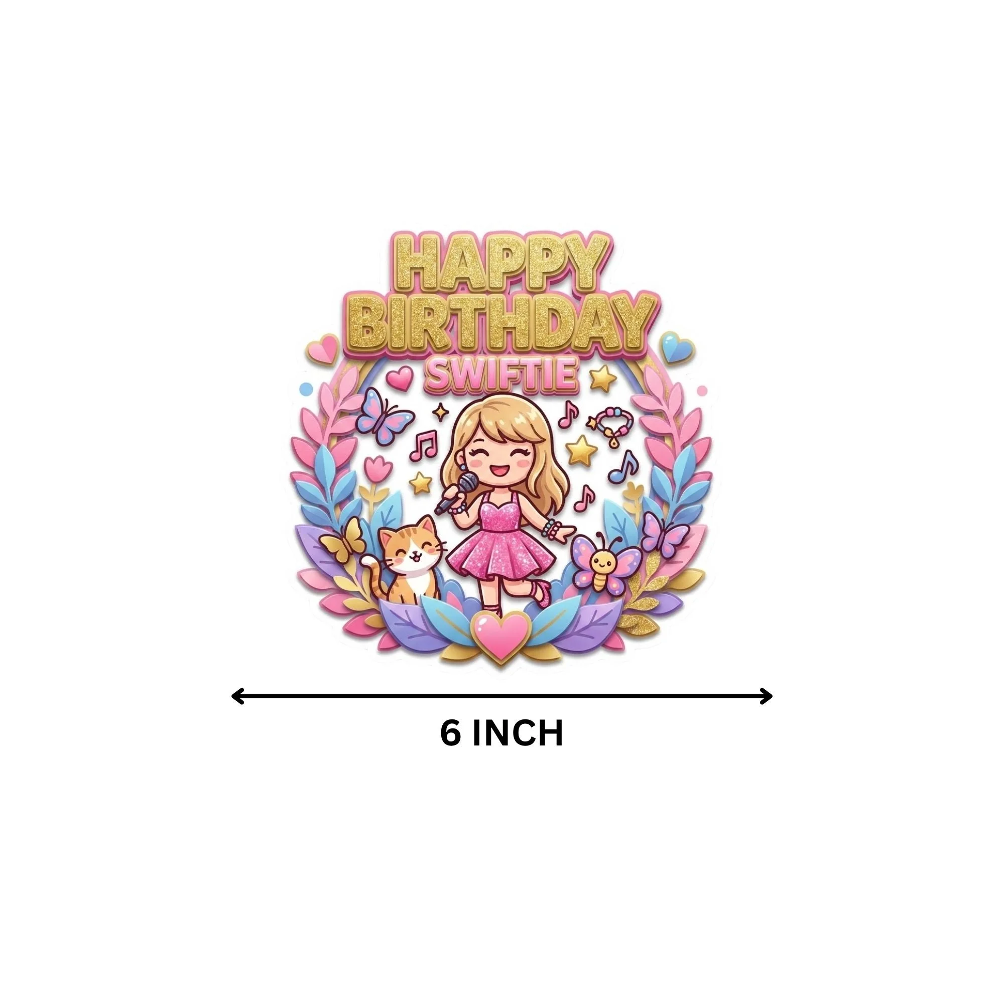 Kawaii Singing/Music Birthday Cake Topper for Kids | Premium 300 GSM Cardstock | Cute Cartoon Party Decoration | Cake Decoration Topper for Birthday Party Supplies - Premium Handcrafted 300 GSM Party Supplies, Cake Topper by Party Decor Mall India - View 4