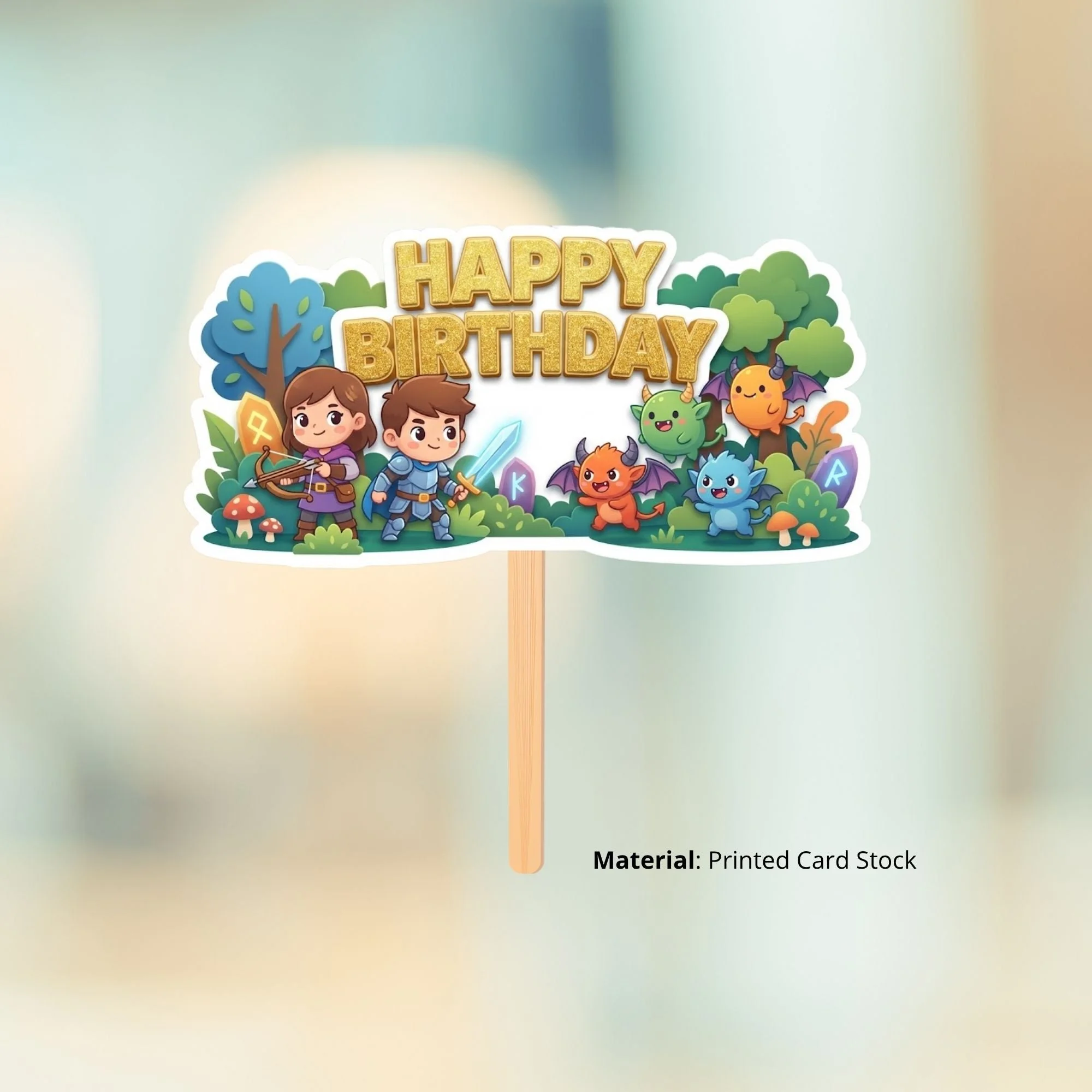 Jungle Safari Birthday Cake Topper for Kids | Premium 300 GSM Cardstock | Cute Cartoon Party Decoration | Cake Decoration Topper for Birthday Party Supplies - Premium Handcrafted 300 GSM Party Supplies, Cake Topper by Party Decor Mall India - View 2