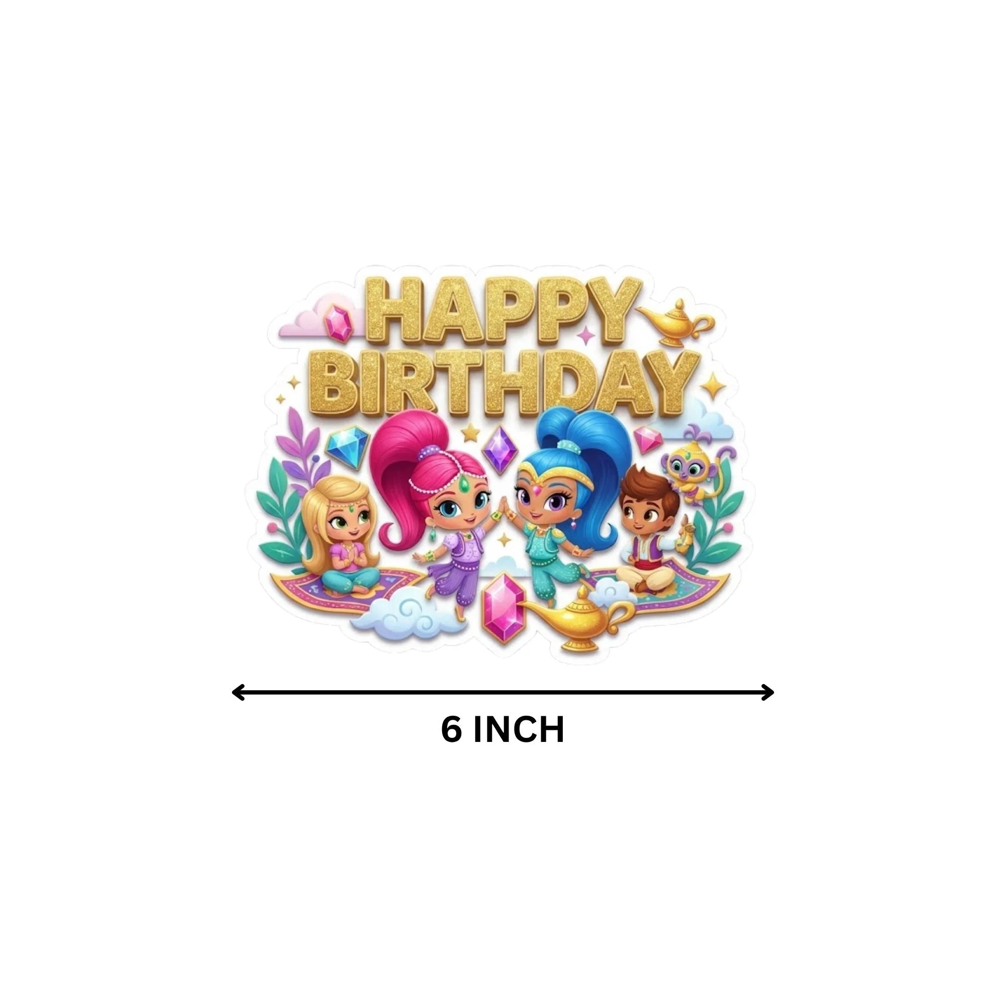 Shimmer And Shine Birthday Cake Topper for Kids | Premium 300 GSM Cardstock | Cute Cartoon Party Decoration | Cake Decoration Topper for Birthday Party Supplies - Premium Handcrafted 300 GSM Party Supplies, Cake Topper by Party Decor Mall India - View 4