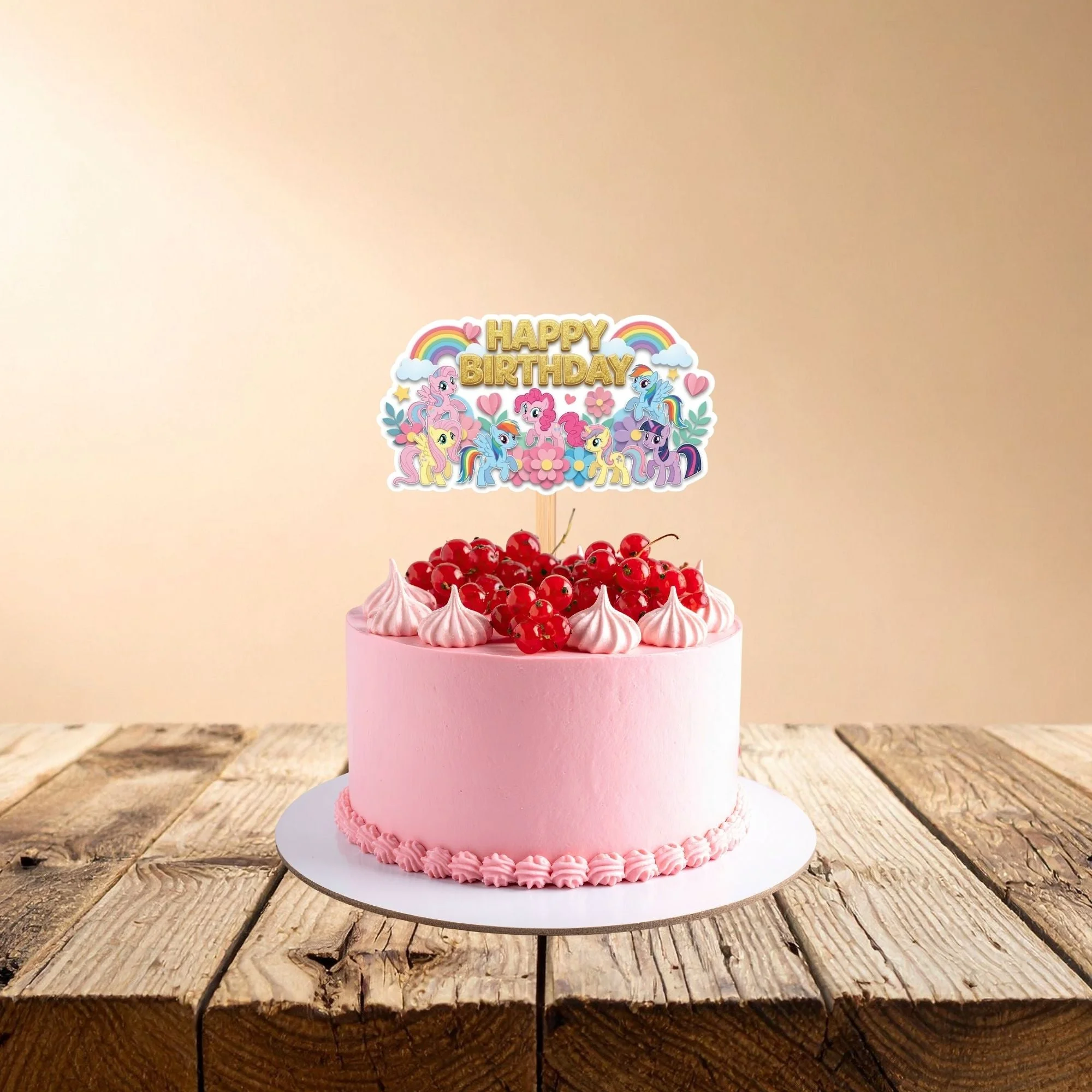 Little Pony Birthday Cake Topper for Kids | Premium 300 GSM Cardstock | Cute Cartoon Party Decoration | Cake Decoration Topper for Birthday Party Supplies - Premium Handcrafted 300 GSM Party Supplies, Cake Topper by Party Decor Mall India - View 1