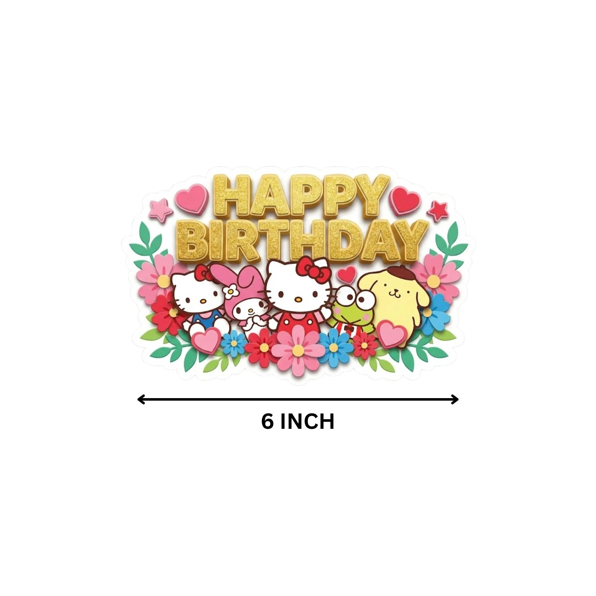 Hello Kitty Birthday Cake Topper for Kids | Premium 300 GSM Cardstock | Cute Cartoon Party Decoration | Cake Decoration Topper for Birthday Party Supplies - Premium Handcrafted 300 GSM Party Supplies, Cake Topper by Party Decor Mall India - View 4