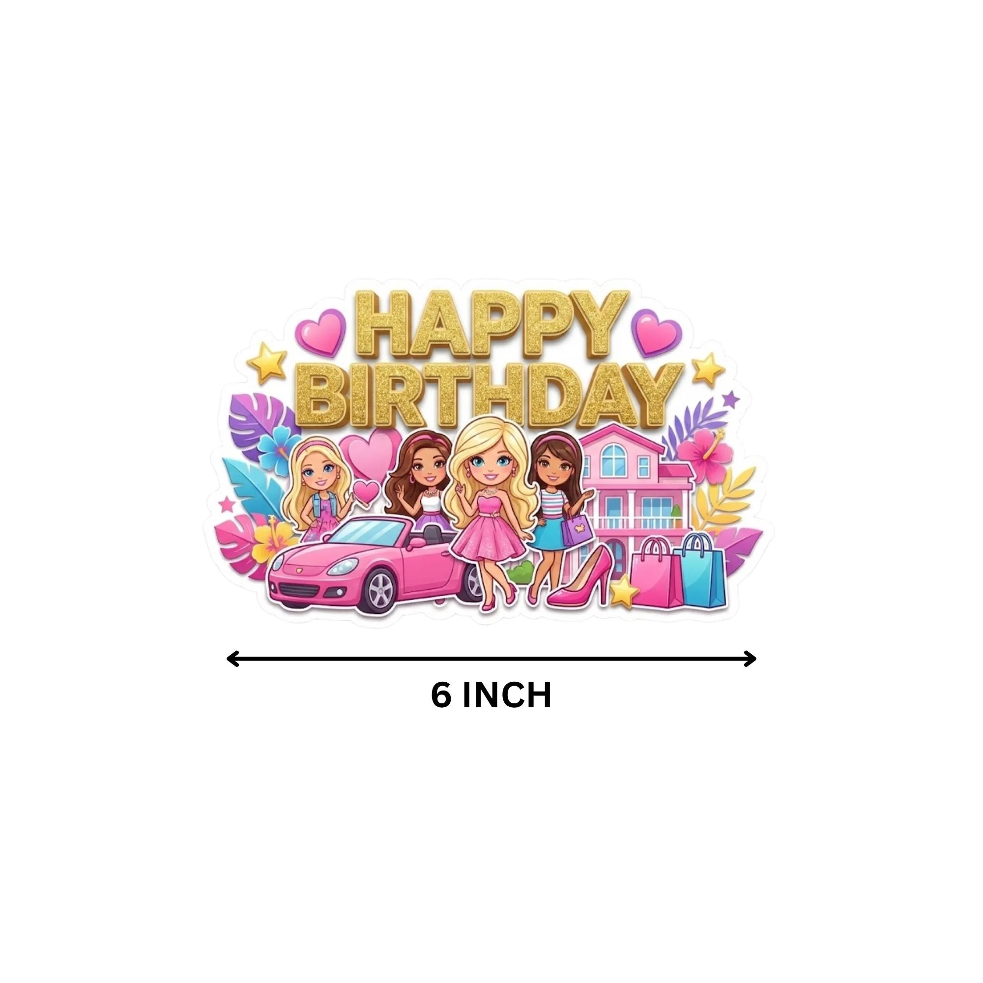 Barbie Birthday Cake Topper for Kids | Premium 300 GSM Cardstock | Cute Cartoon Party Decoration | Cake Decoration Topper for Birthday Party Supplies - Premium Handcrafted 300 GSM Party Supplies, Cake Topper by Party Decor Mall India - View 4