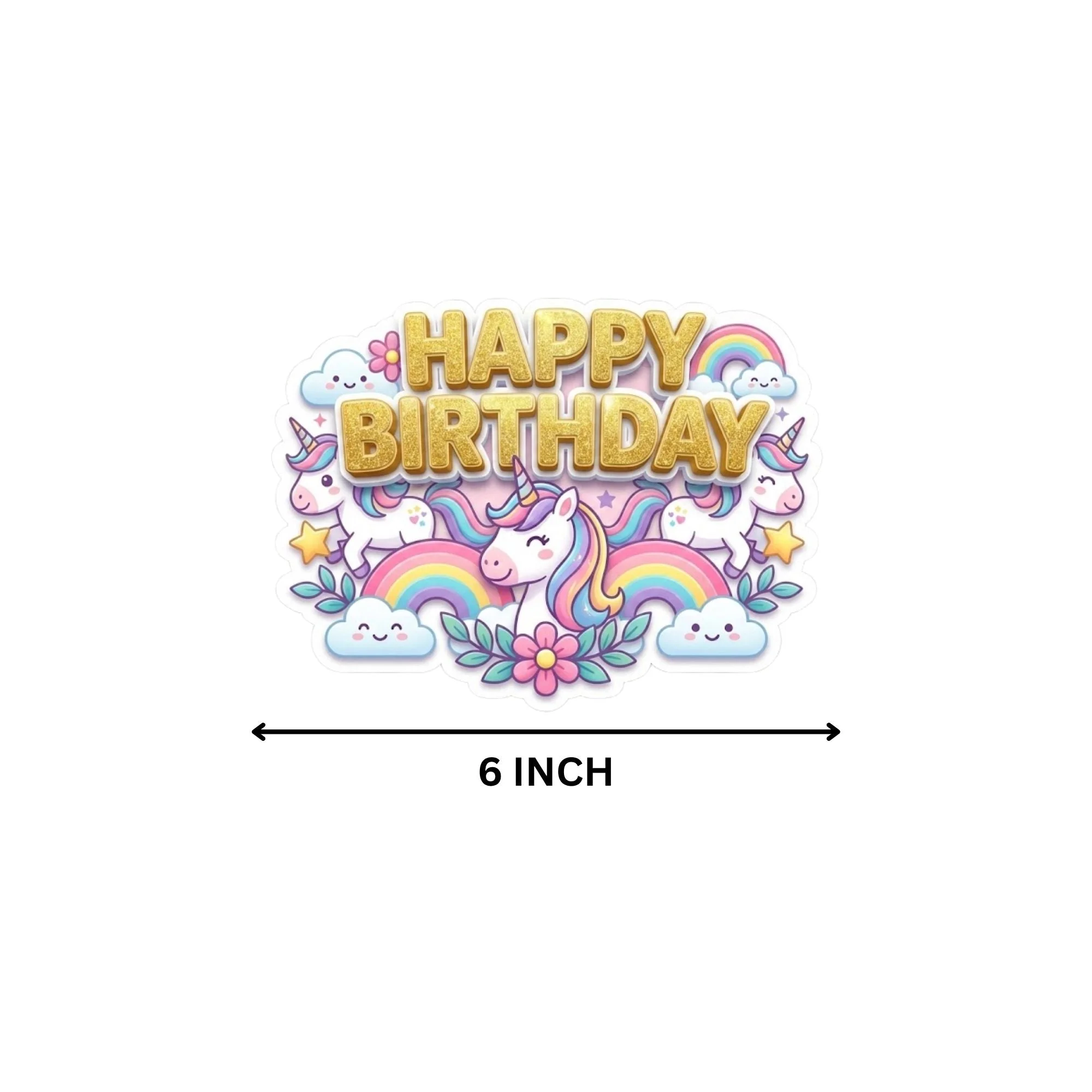 Unicorn Birthday Cake Topper for Kids | Premium 300 GSM Cardstock | Cute Cartoon Party Decoration | Cake Decoration Topper for Birthday Party Supplies - Premium Handcrafted 300 GSM Party Supplies, Cake Topper by Party Decor Mall India - View 4