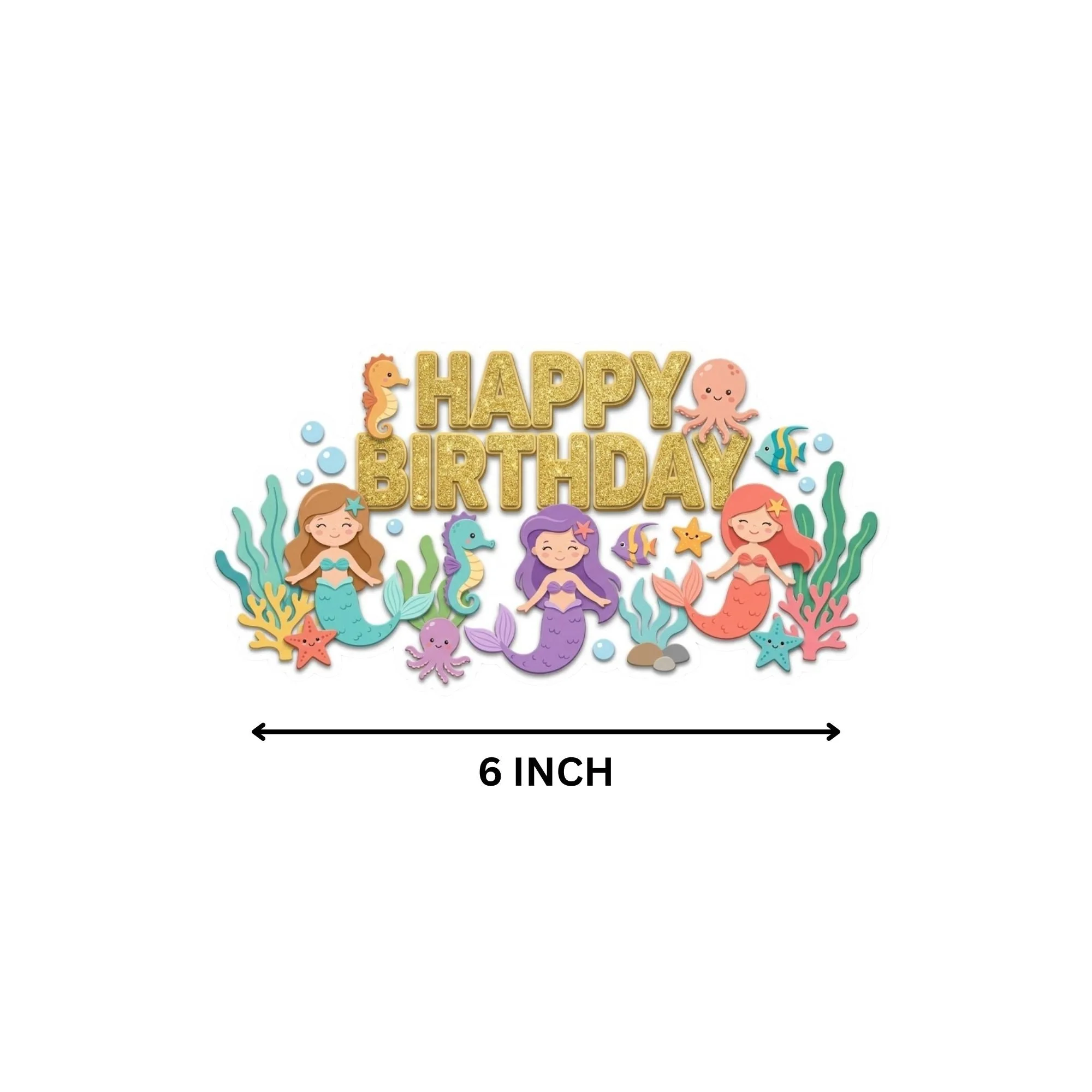 Mermaid Kid Birthday Cake Topper for Kids | Premium 300 GSM Cardstock | Cute Cartoon Party Decoration | Cake Decoration Topper for Birthday Party Supplies - Premium Handcrafted 300 GSM Party Supplies, Cake Topper by Party Decor Mall India - View 4