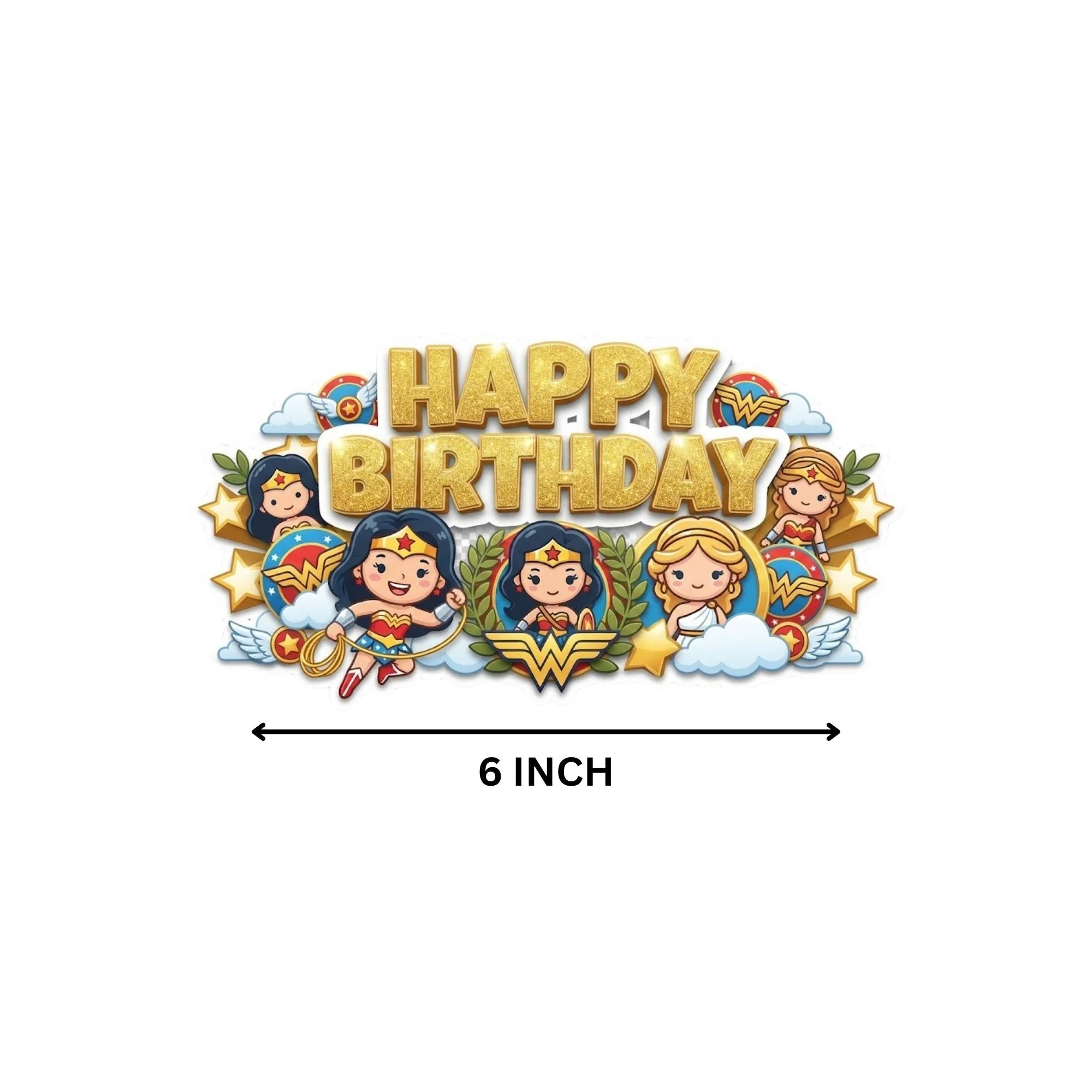 Wonder Woman Kid Birthday Cake Topper for Kids | Premium 300 GSM Cardstock | Cute Cartoon Party Decoration | Cake Decoration Topper for Birthday Party Supplies - Premium Handcrafted 300 GSM Party Supplies, Cake Topper by Party Decor Mall India - View 4