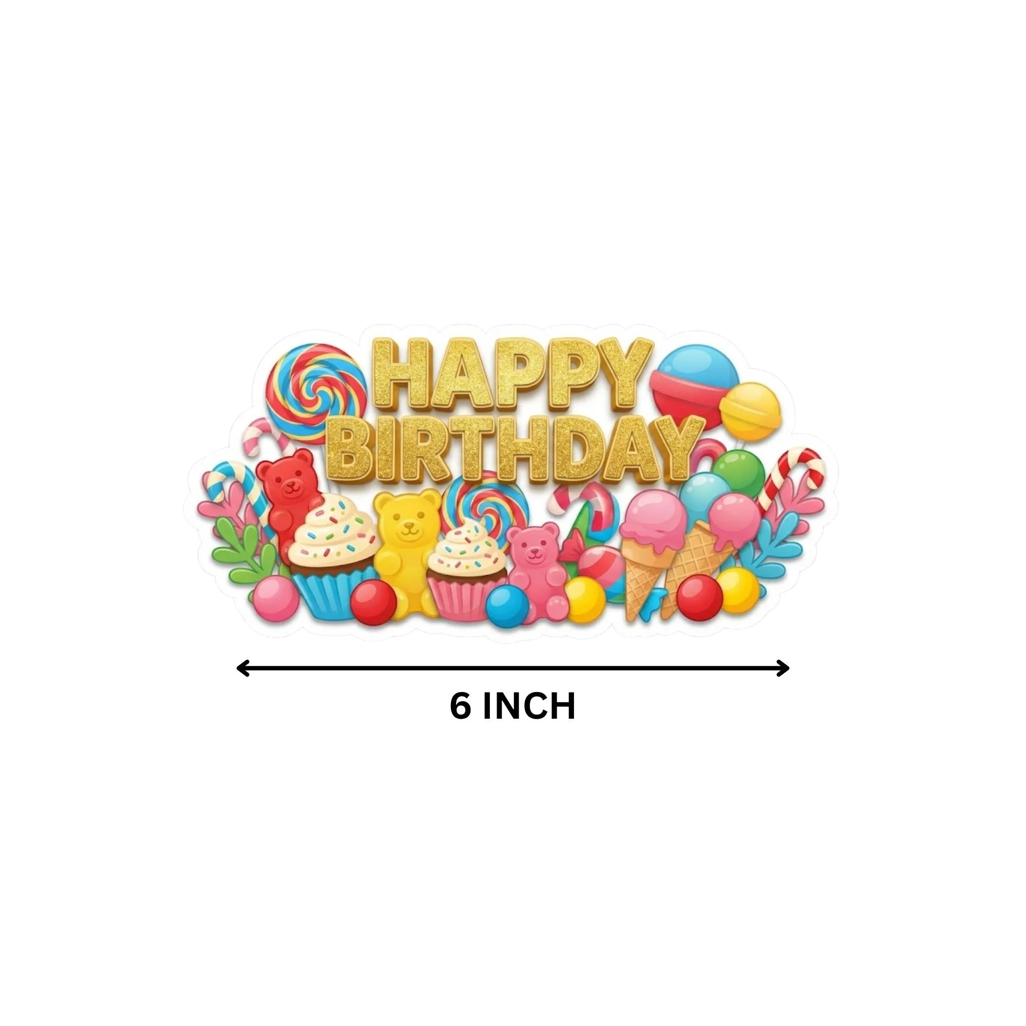 Candyland Birthday Cake Topper for Kids | Premium 300 GSM Cardstock | Cute Cartoon Party Decoration | Cake Decoration Topper for Birthday Party Supplies - Premium Handcrafted 300 GSM Party Supplies, Cake Topper by Party Decor Mall India - View 4