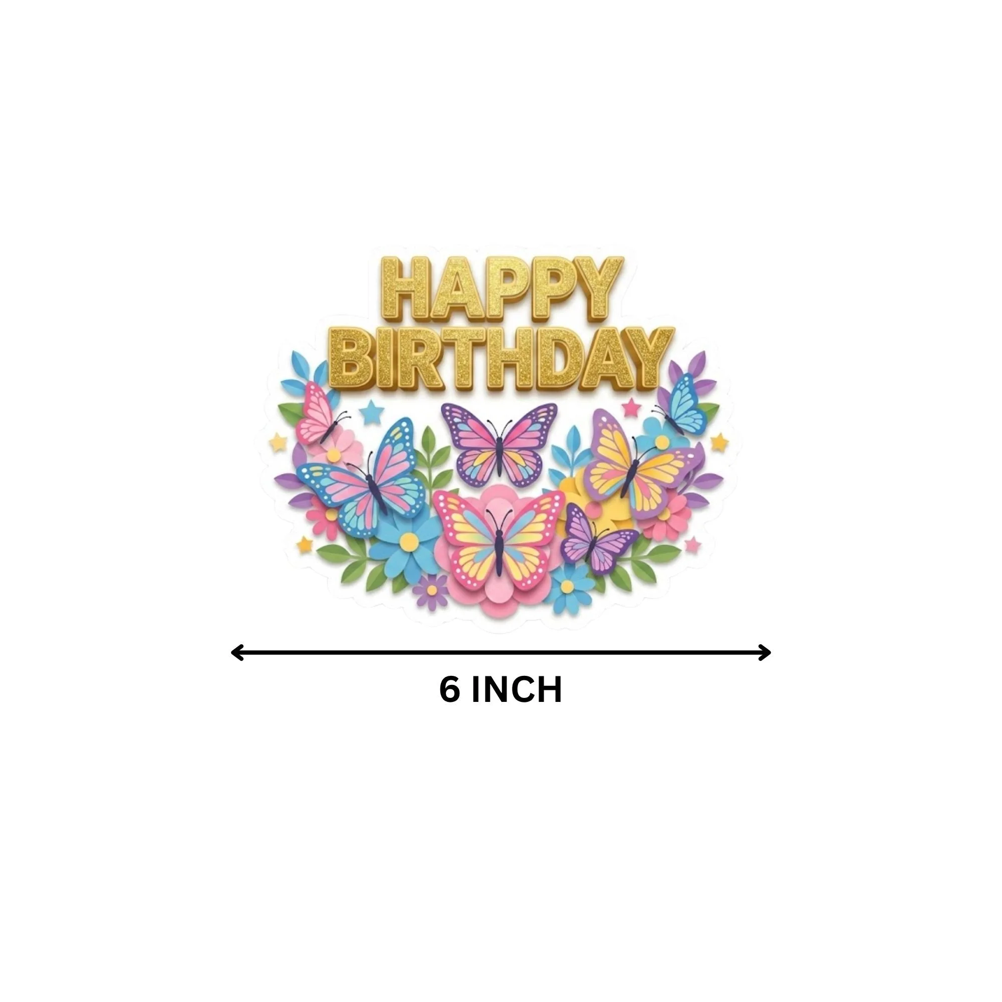 Butterfly  Birthday Cake Topper for Kids | Premium 300 GSM Cardstock | Cute Cartoon Party Decoration | Cake Decoration Topper for Birthday Party Supplies - Premium Handcrafted 300 GSM Party Supplies, Cake Topper by Party Decor Mall India - View 4