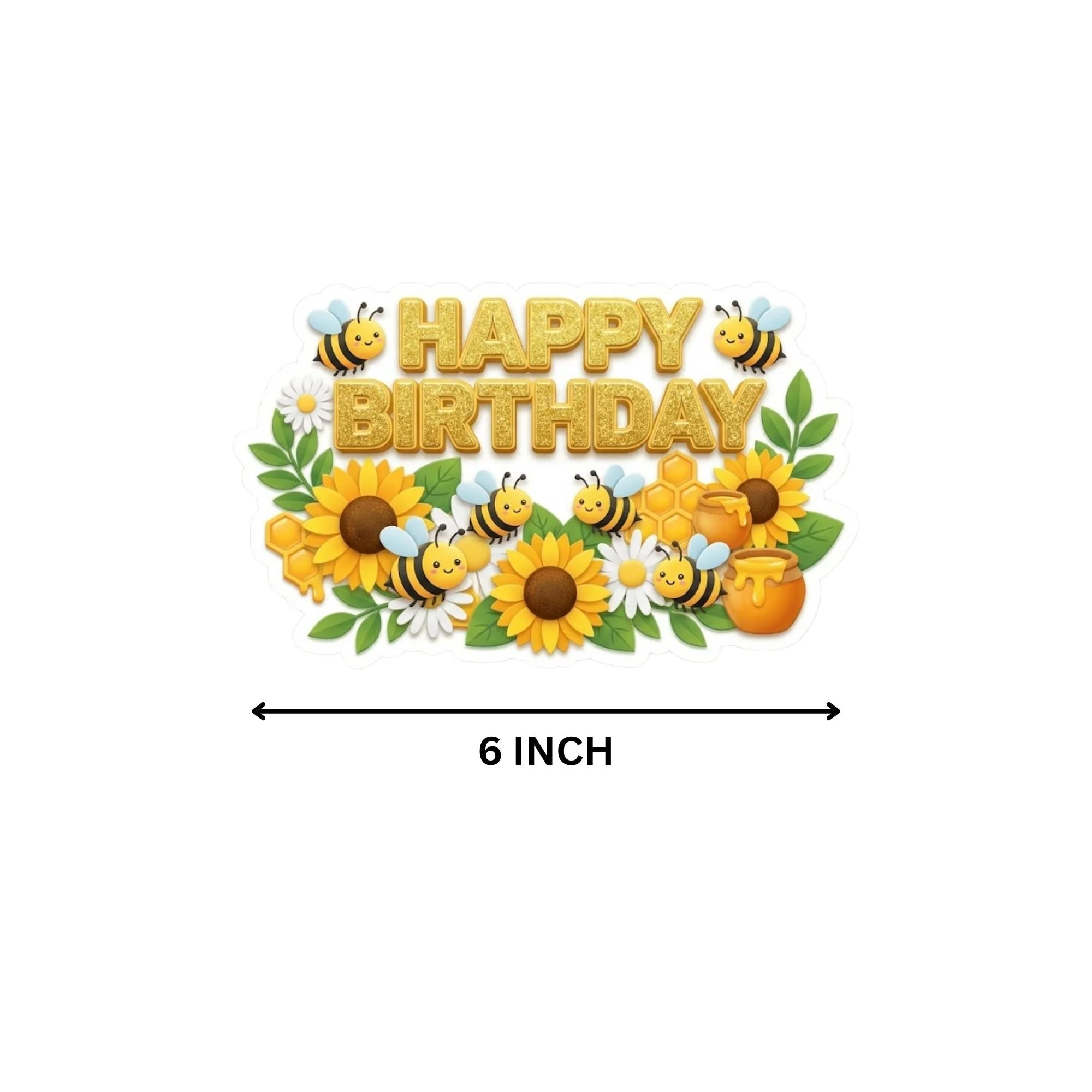 Bumble Bee Birthday Cake Topper for Kids | Premium 300 GSM Cardstock | Cute Cartoon Party Decoration | Cake Decoration Topper for Birthday Party Supplies - Premium Handcrafted 300 GSM Party Supplies, Cake Topper by Party Decor Mall India - View 4