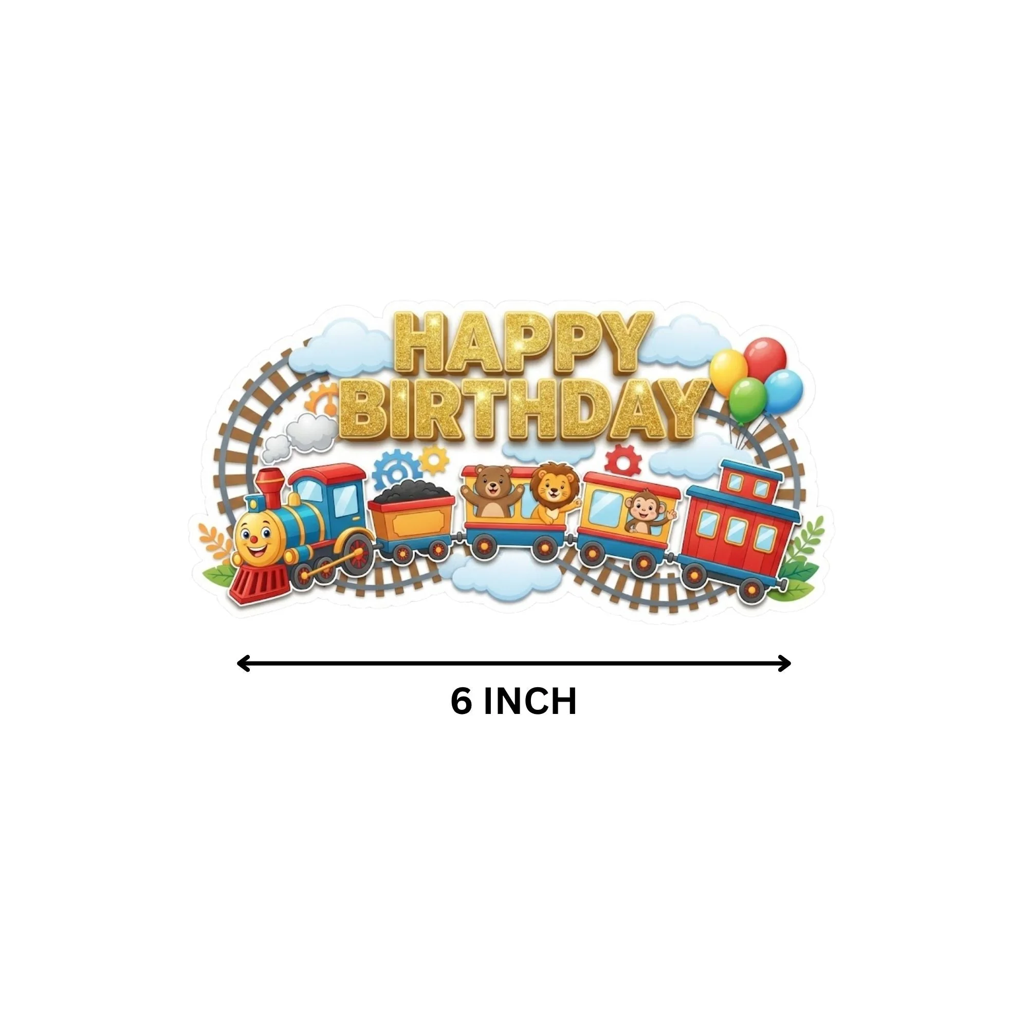 Train Birthday Cake Topper for Kids | Premium 300 GSM Cardstock | Cute Cartoon Party Decoration | Cake Decoration Topper for Birthday Party Supplies - Premium Handcrafted 300 GSM Party Supplies, Cake Topper by Party Decor Mall India - View 4