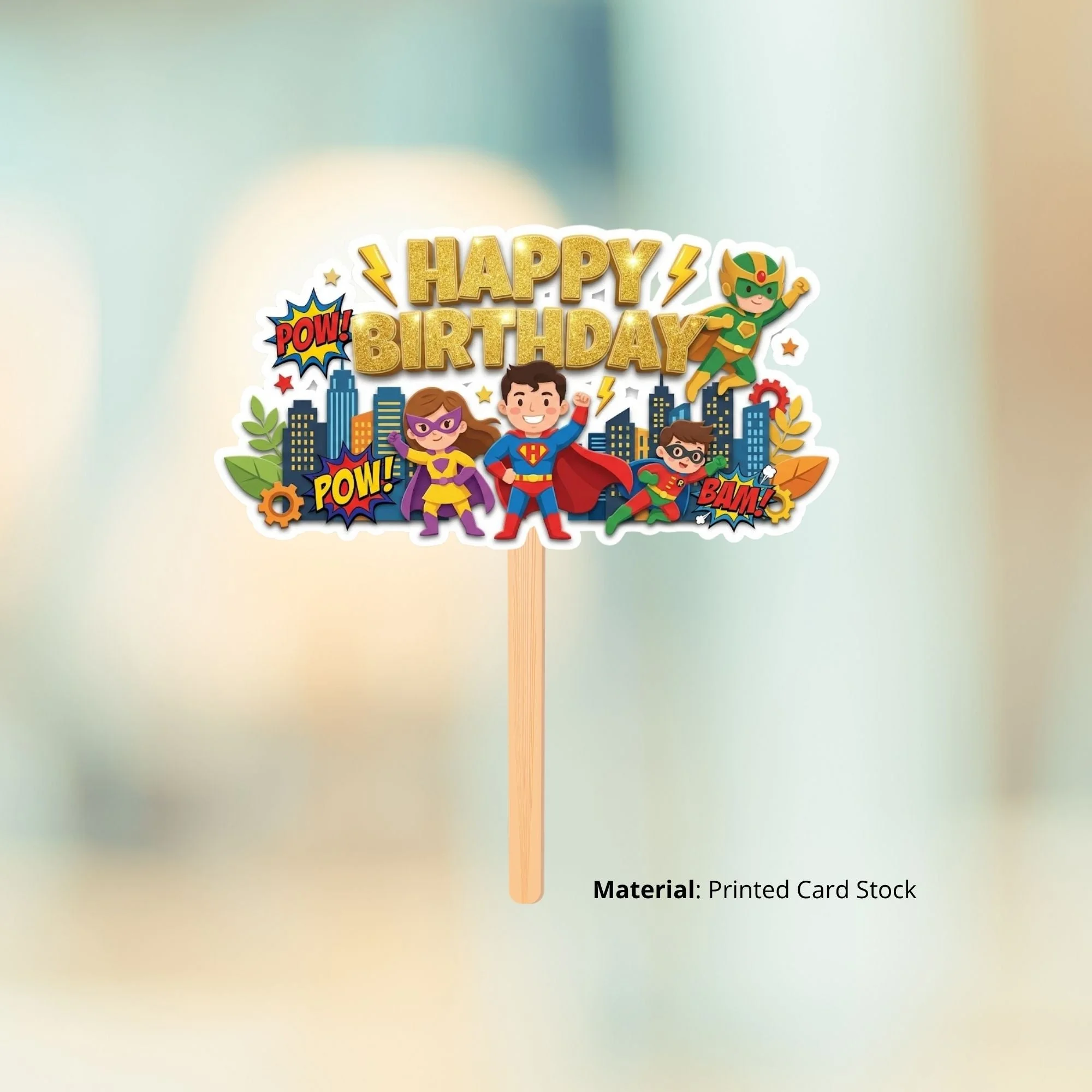 Super Hero Squad Birthday Cake Topper for Kids | Premium 300 GSM Cardstock | Cute Cartoon Party Decoration | Cake Decoration Topper for Birthday Party Supplies - Premium Handcrafted 300 GSM Party Supplies, Cake Topper by Party Decor Mall India - View 2