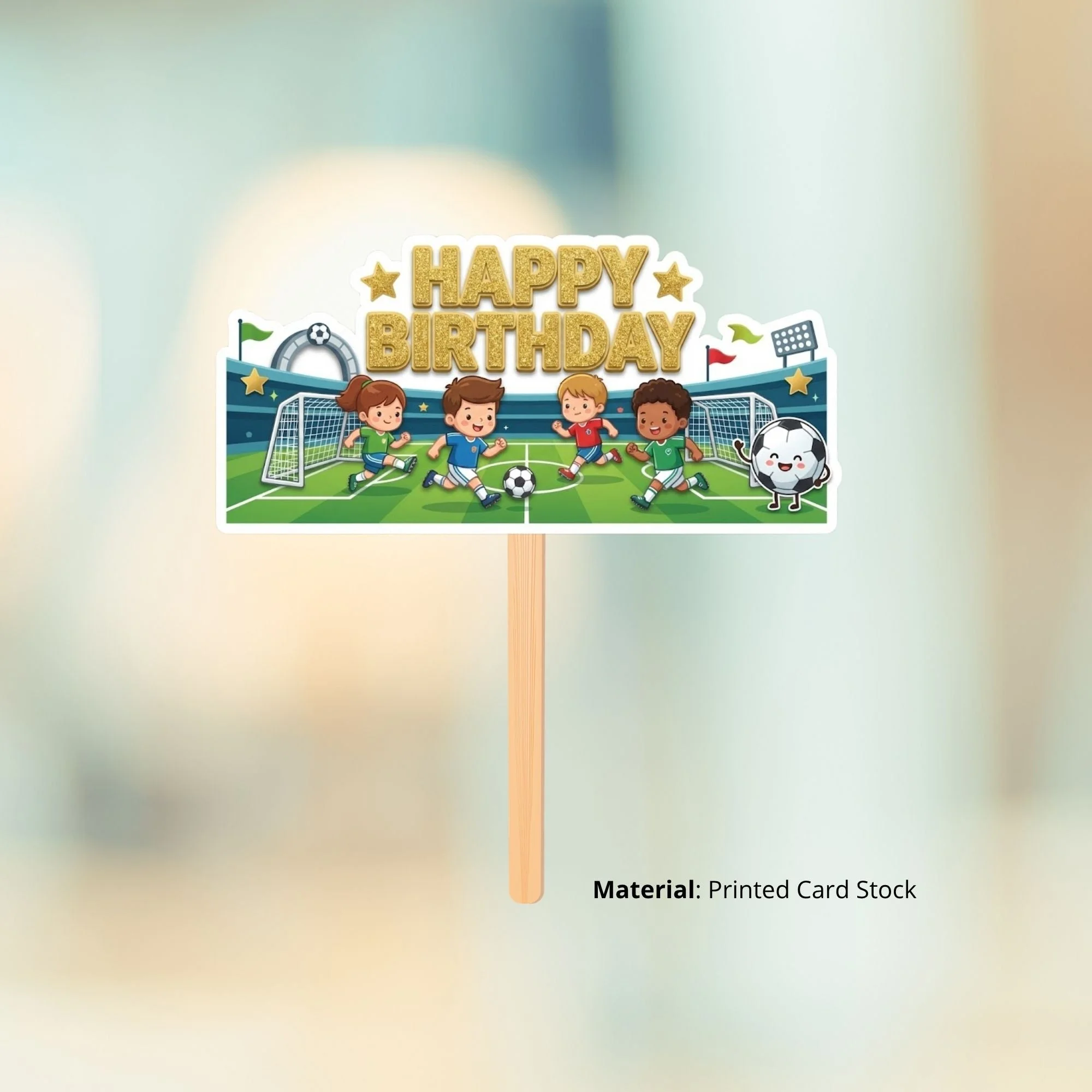 Football Birthday Cake Topper for Kids | Premium 300 GSM Cardstock | Cute Cartoon Party Decoration | Cake Decoration Topper for Birthday Party Supplies - Premium Handcrafted 300 GSM Party Supplies, Cake Topper by Party Decor Mall India - View 2