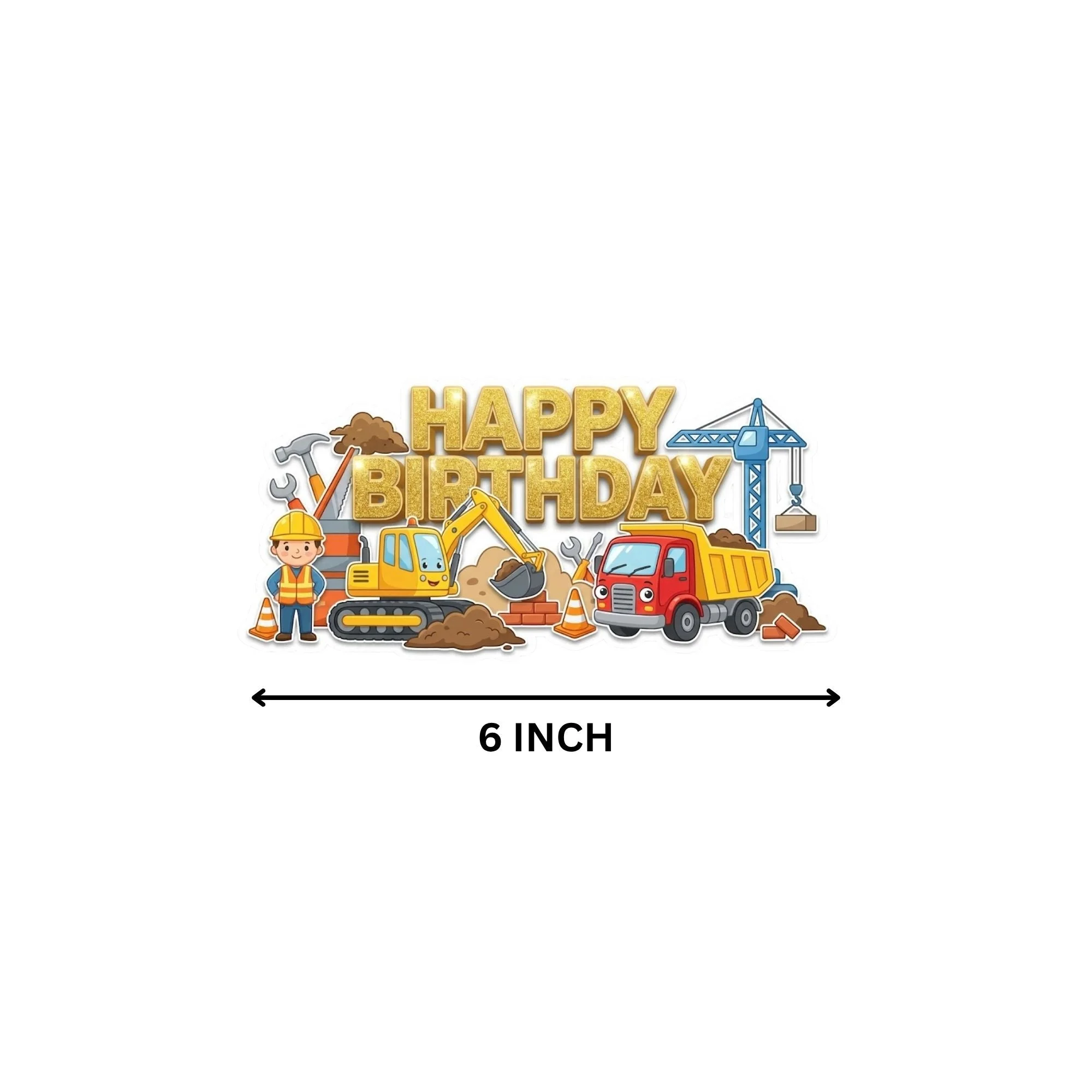 Construction Birthday Cake Topper for Kids | Premium 300 GSM Cardstock | Cute Cartoon Party Decoration | Cake Decoration Topper for Birthday Party Supplies - Premium Handcrafted 300 GSM Party Supplies, Cake Topper by Party Decor Mall India - View 4