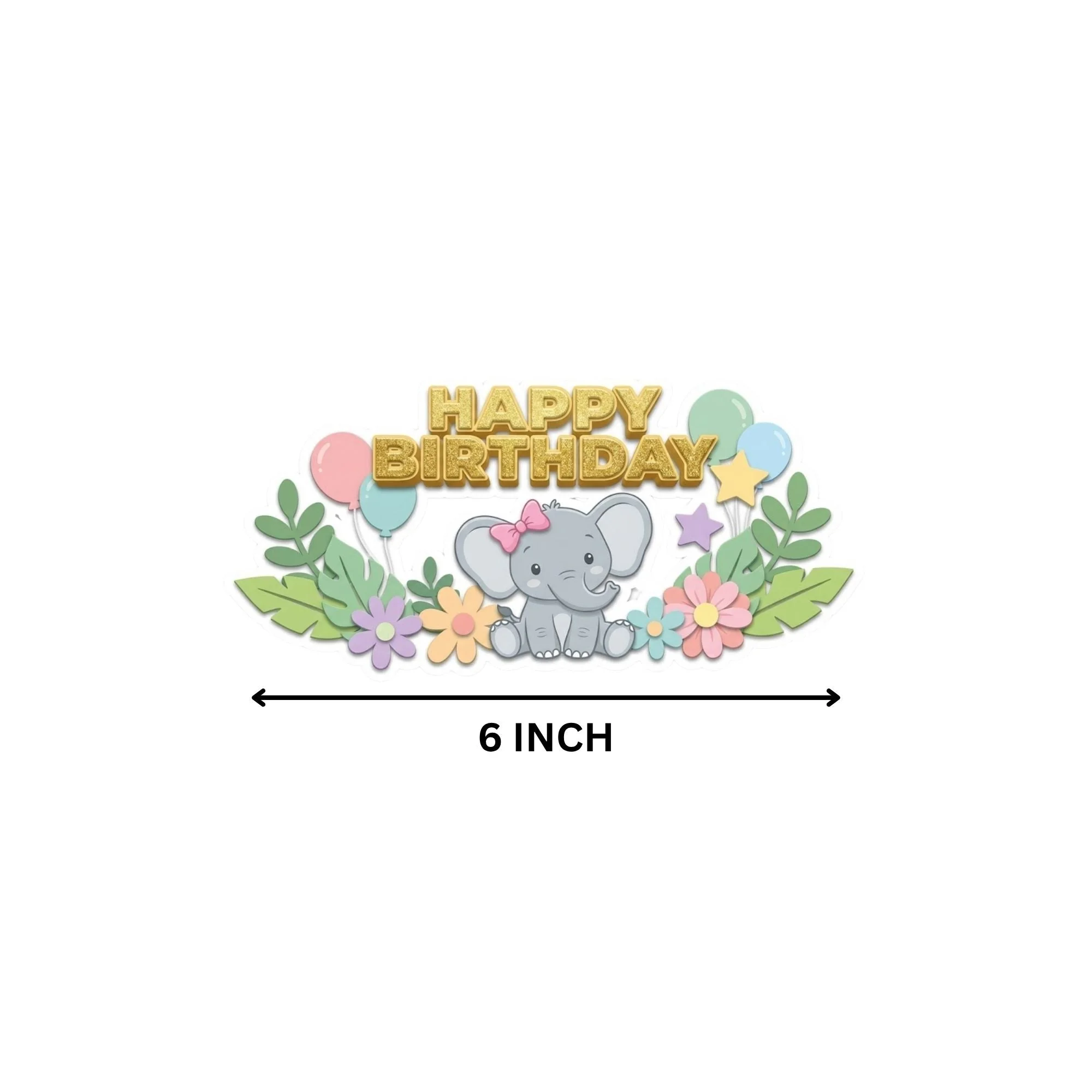Baby Elephant Girl Model-2 Birthday Cake Topper for Kids | Premium 300 GSM Cardstock | Cute Cartoon Party Decoration | Cake Decoration Topper for Birthday Party Supplies - Premium Handcrafted 300 GSM Party Supplies, Cake Topper by Party Decor Mall India - View 4