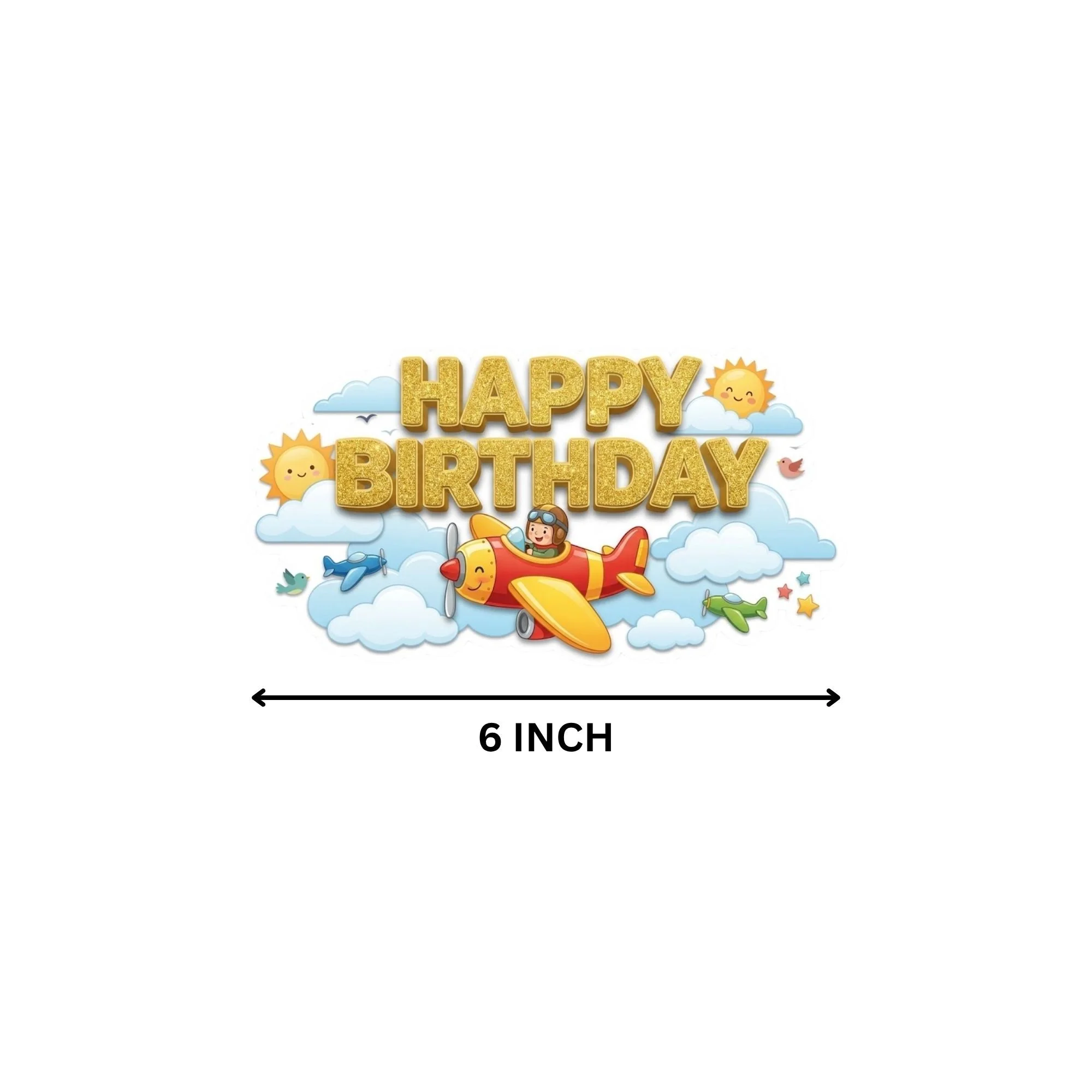 Aeroplane Birthday Cake Topper for Kids | Premium 300 GSM Cardstock | Cute Cartoon Party Decoration | Cake Decoration Topper for Birthday Party Supplies - Premium Handcrafted 300 GSM Party Supplies, Cake Topper by Party Decor Mall India - View 4