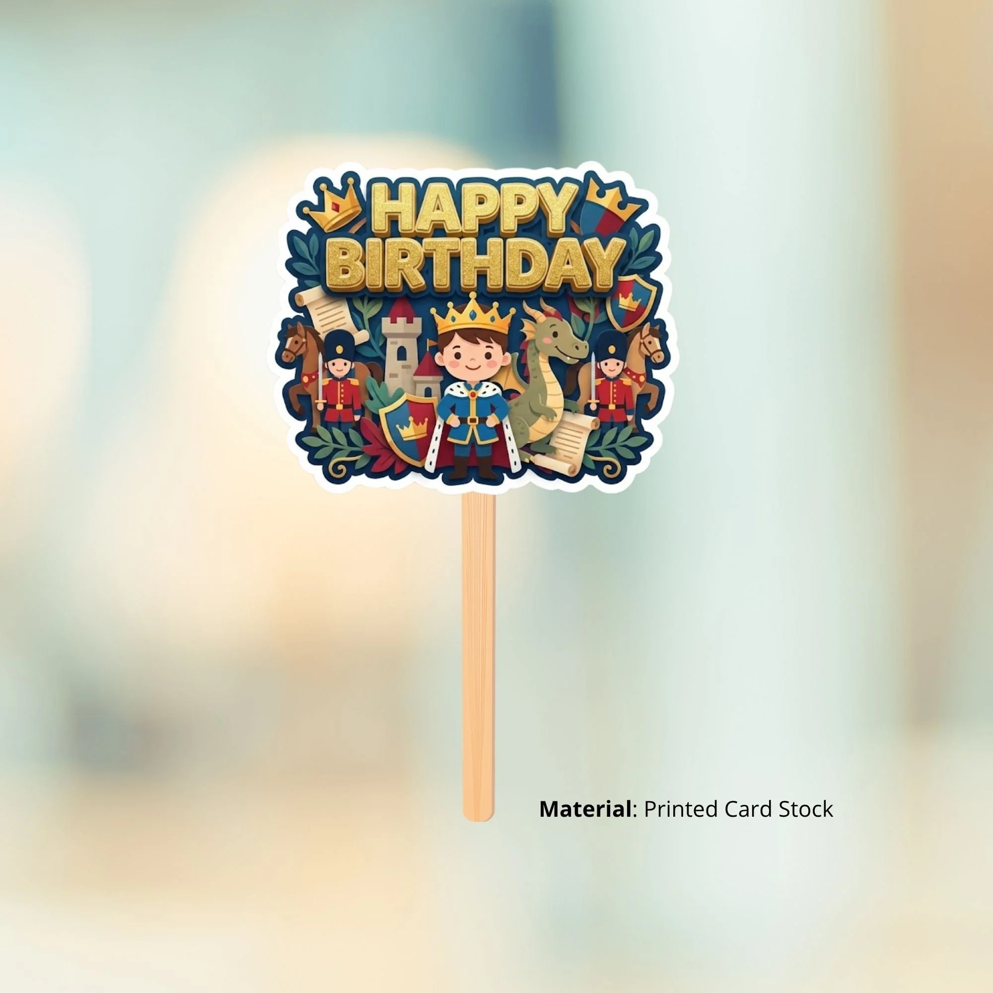 Little Prince Birthday Cake Topper for Kids | Premium 300 GSM Cardstock | Cute Cartoon Party Decoration | Cake Decoration Topper for Birthday Party Supplies - Premium Handcrafted 300 GSM Party Supplies, Cake Topper by Party Decor Mall India - View 2