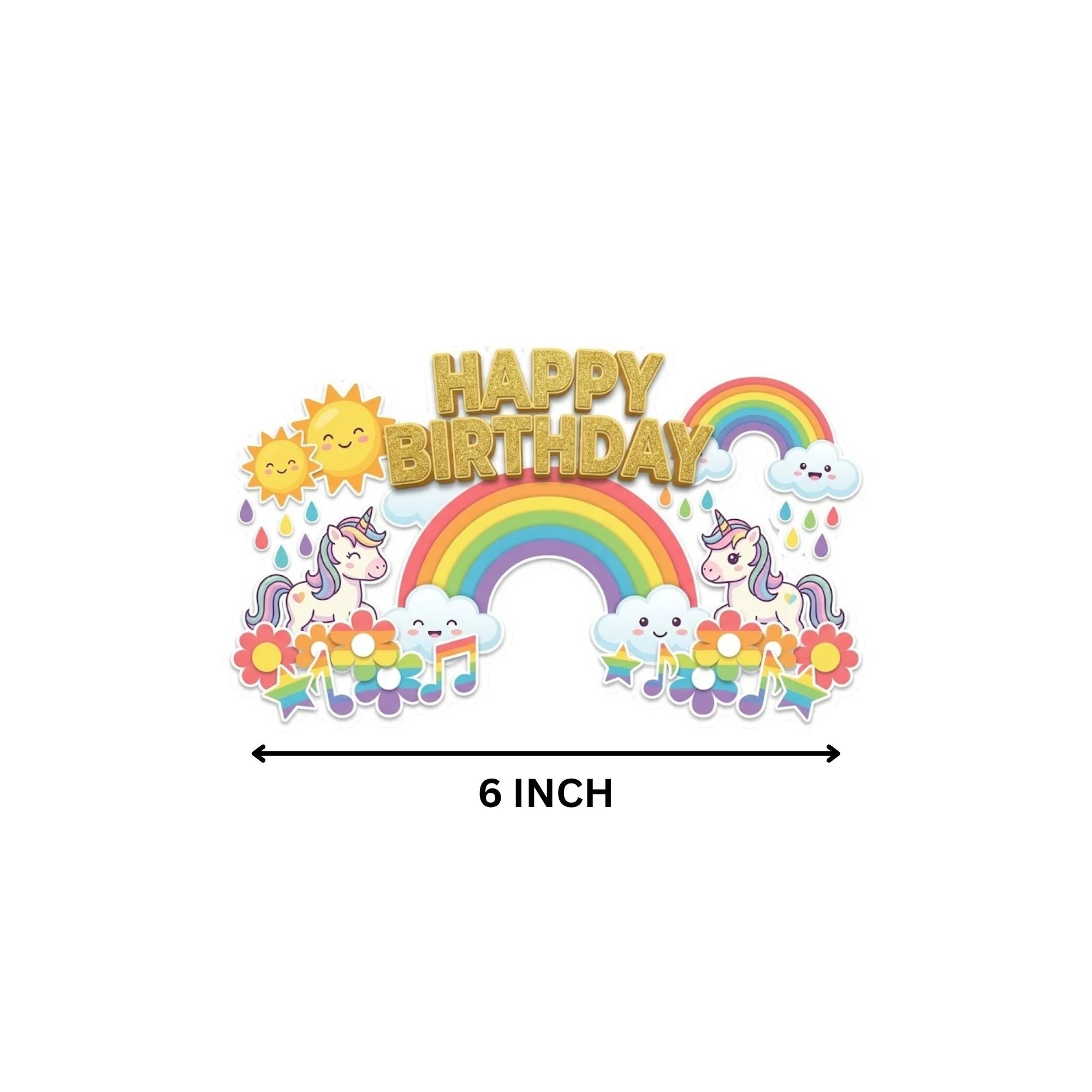 Unicorn And Rainbow Birthday Cake Topper for Kids | Premium 300 GSM Cardstock | Cute Cartoon Party Decoration | Cake Decoration Topper for Birthday Party Supplies - Premium Handcrafted 300 GSM Party Supplies, Cake Topper by Party Decor Mall India - View 4