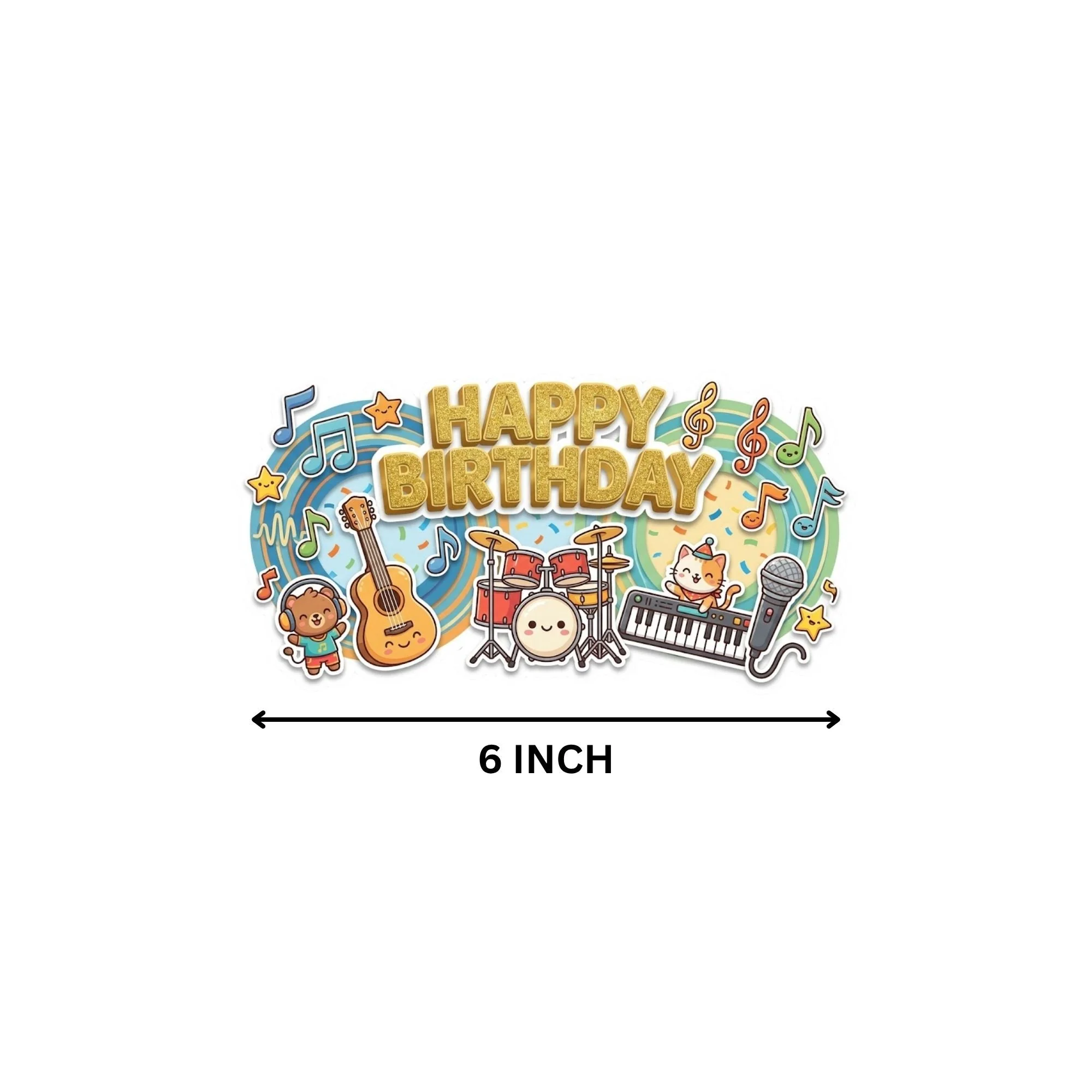 Musical Animal Birthday Cake Topper for Kids | Premium 300 GSM Cardstock | Cute Cartoon Party Decoration | Cake Decoration Topper for Birthday Party Supplies - Premium Handcrafted 300 GSM Party Supplies, Cake Topper by Party Decor Mall India - View 4