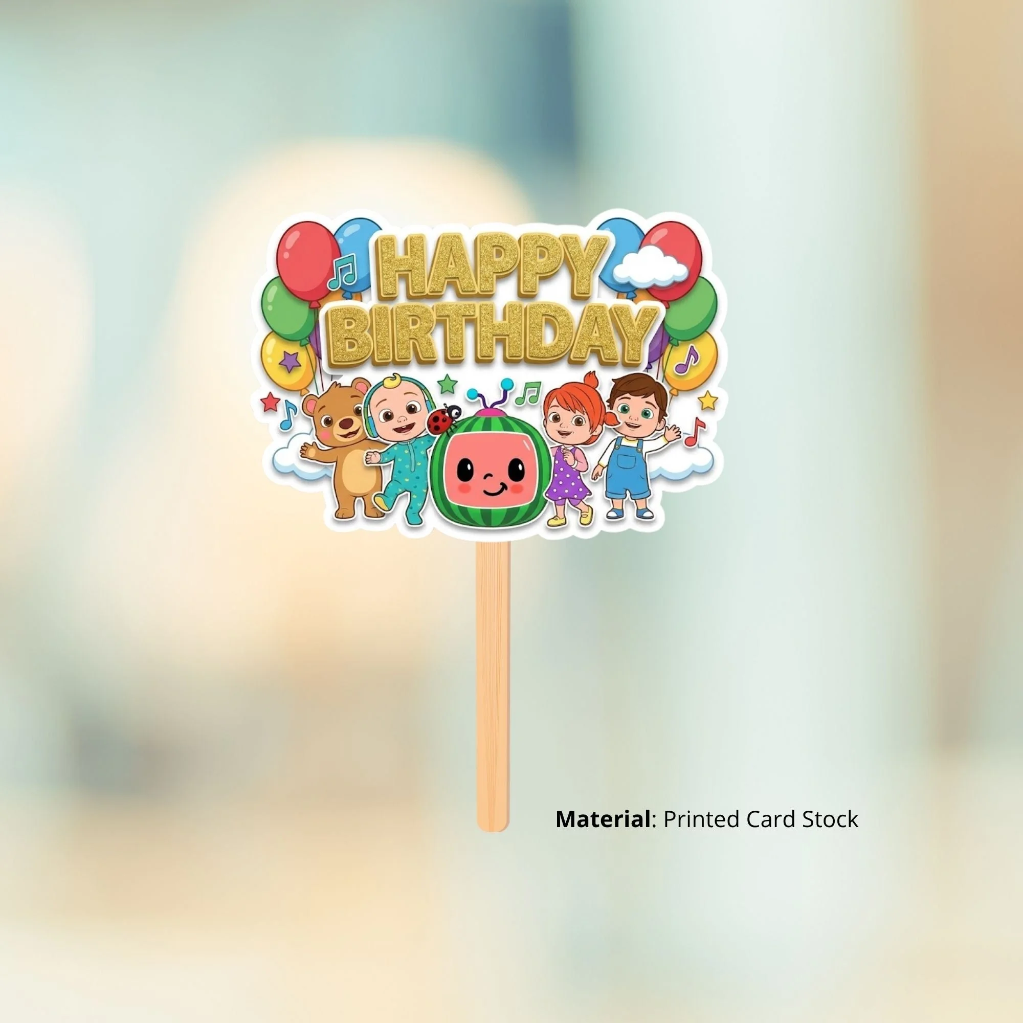 Cocomelon Birthday Cake Topper for Kids | Premium 300 GSM Cardstock | Cute Cartoon Party Decoration | Cake Decoration Topper for Birthday Party Supplies - Premium Handcrafted 300 GSM Party Supplies, Cake Topper by Party Decor Mall India - View 2