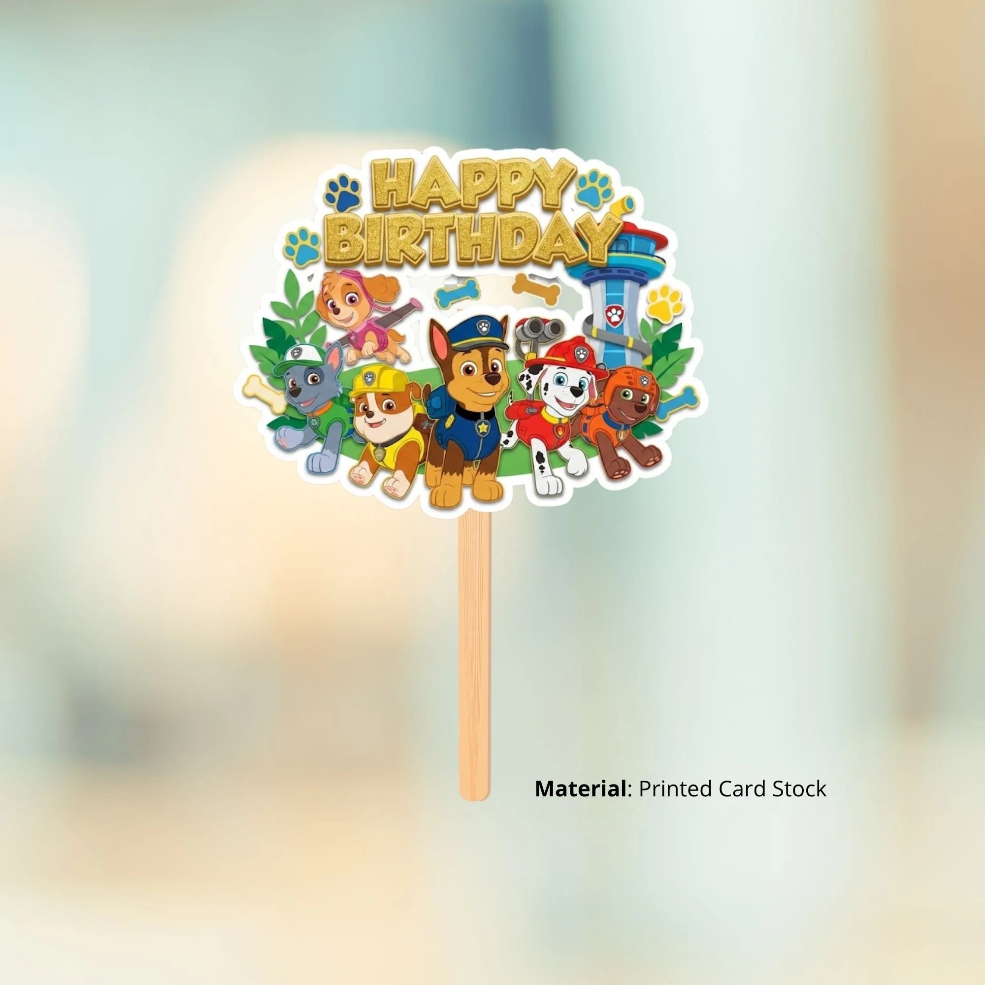 Paw Patrol Birthday Cake Topper for Kids | Premium 300 GSM Cardstock | Cute Cartoon Party Decoration | Cake Decoration Topper for Birthday Party Supplies - Premium Handcrafted 300 GSM Party Supplies, Cake Topper by Party Decor Mall India - View 2