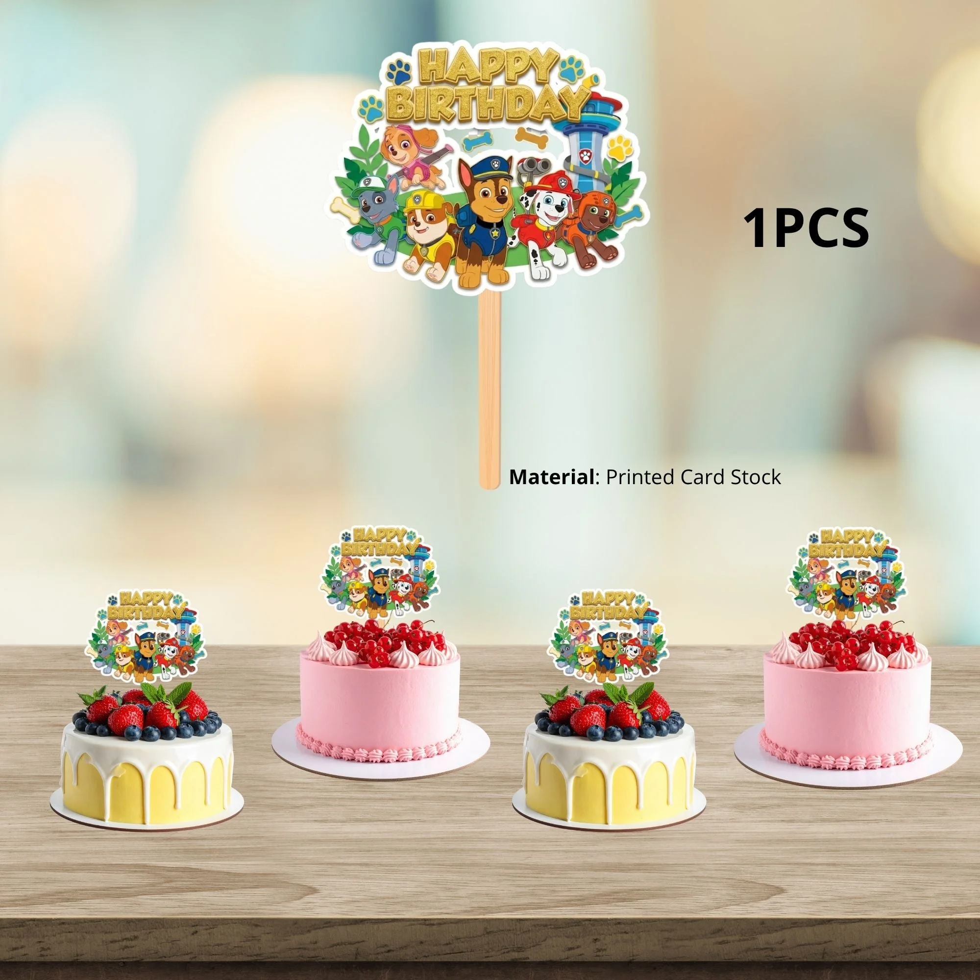 Paw Patrol Birthday Cake Topper for Kids | Premium 300 GSM Cardstock | Cute Cartoon Party Decoration | Cake Decoration Topper for Birthday Party Supplies - Premium Handcrafted 300 GSM Party Supplies, Cake Topper by Party Decor Mall India - View 3