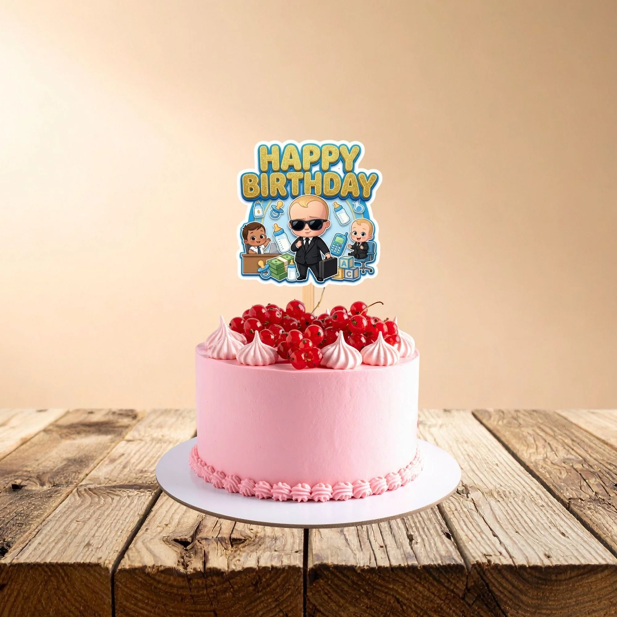Boss Baby Boy Birthday Cake Topper for Kids | Premium 300 GSM Cardstock | Cute Cartoon Party Decoration | Cake Decoration Topper for Birthday Party Supplies
