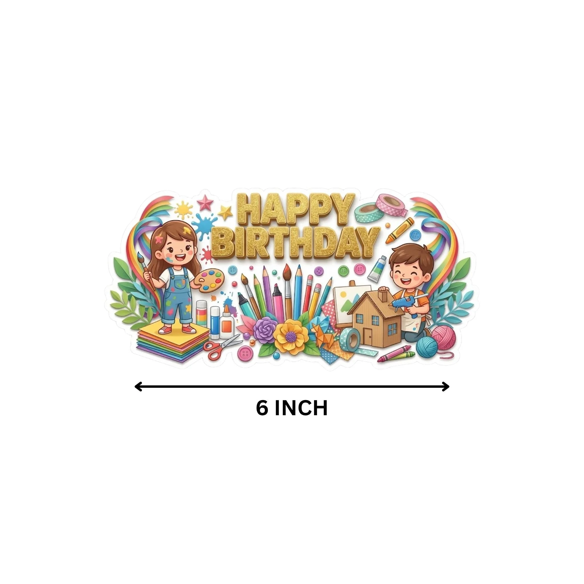 Art And Craft Birthday Cake Topper for Kids | Premium 300 GSM Cardstock | Cute Cartoon Party Decoration | Cake Decoration Topper for Birthday Party Supplies - Premium Handcrafted 300 GSM Party Supplies, Cake Topper by Party Decor Mall India - View 4