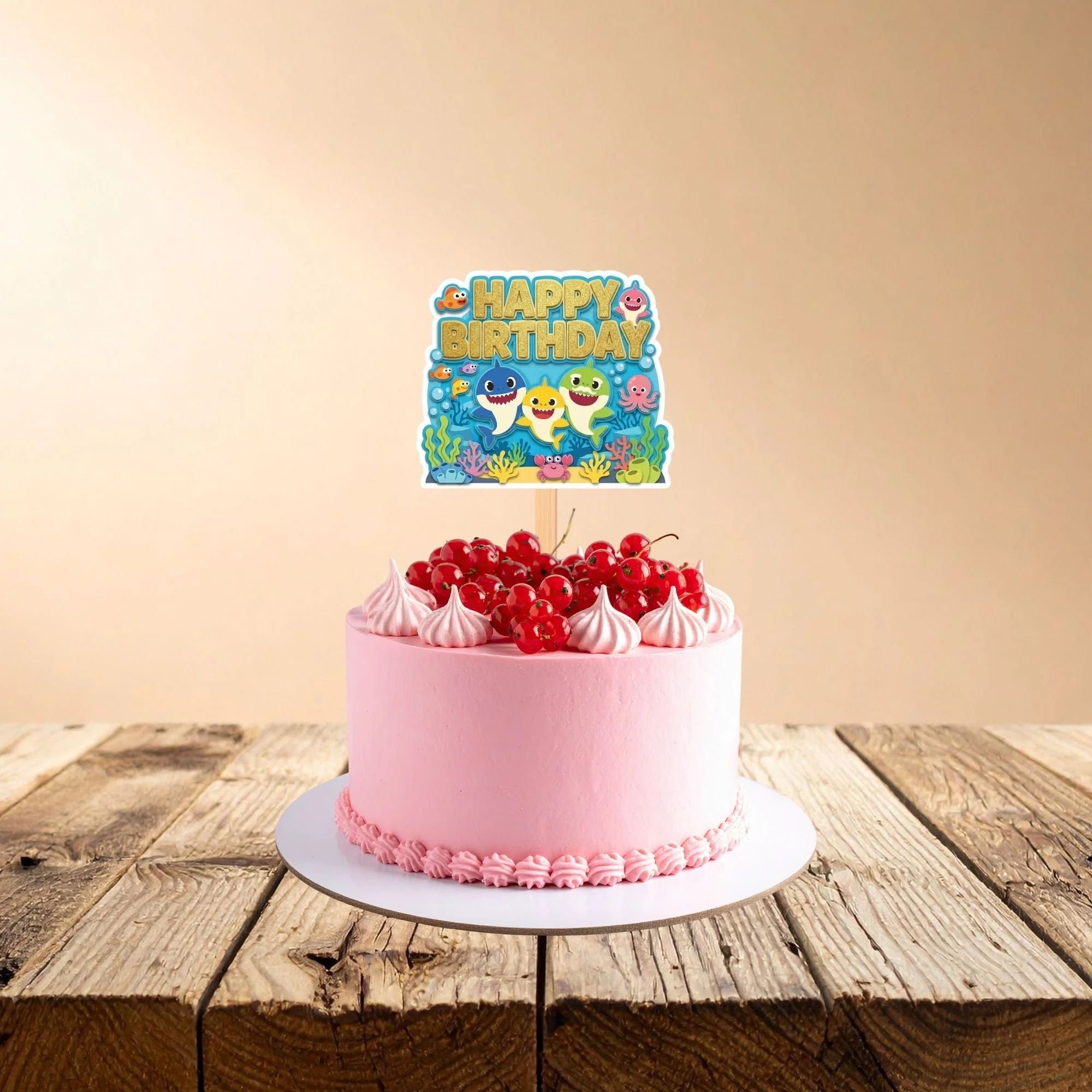 Baby Shark Birthday Cake Topper for Kids | Premium 300 GSM Cardstock | Cute Cartoon Party Decoration | Cake Decoration Topper for Birthday Party Supplies - Premium Handcrafted 300 GSM Party Supplies, Cake Topper by Party Decor Mall India - View 1