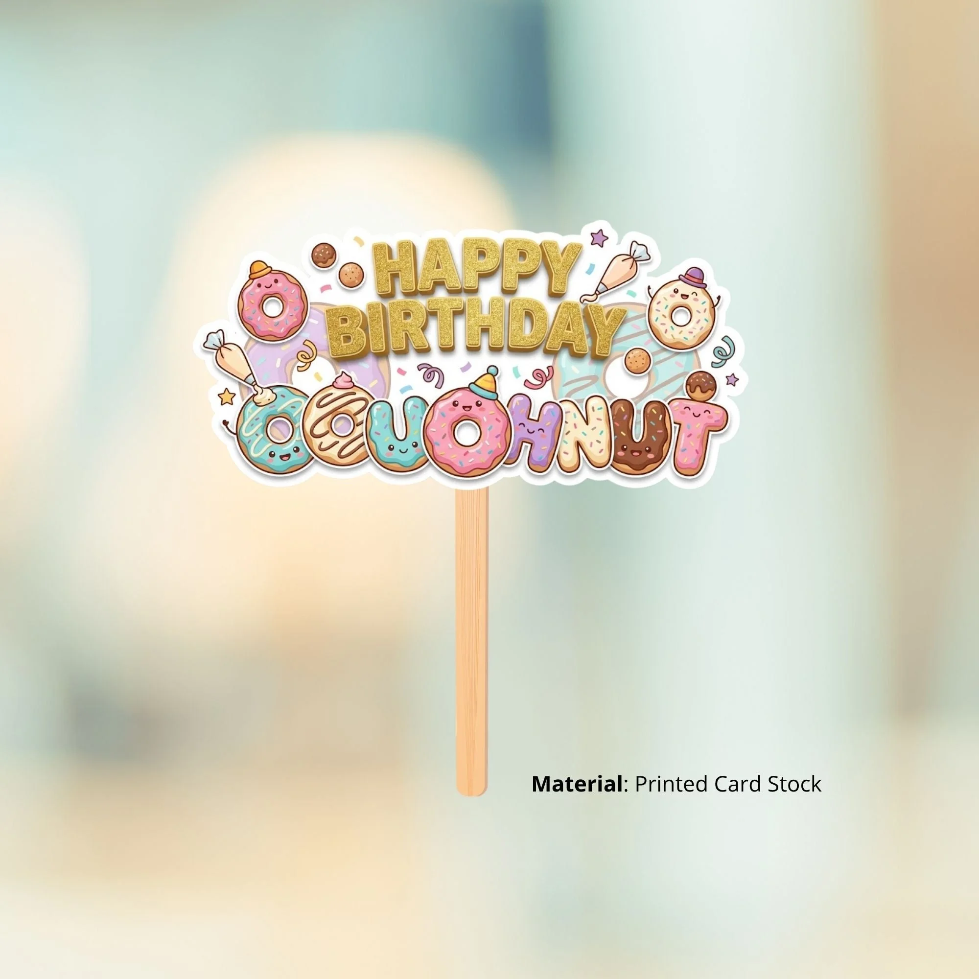 Doughnut Birthday Cake Topper for Kids | Premium 300 GSM Cardstock | Cute Cartoon Party Decoration | Cake Decoration Topper for Birthday Party Supplies - Premium Handcrafted 300 GSM Party Supplies, Cake Topper by Party Decor Mall India - View 2