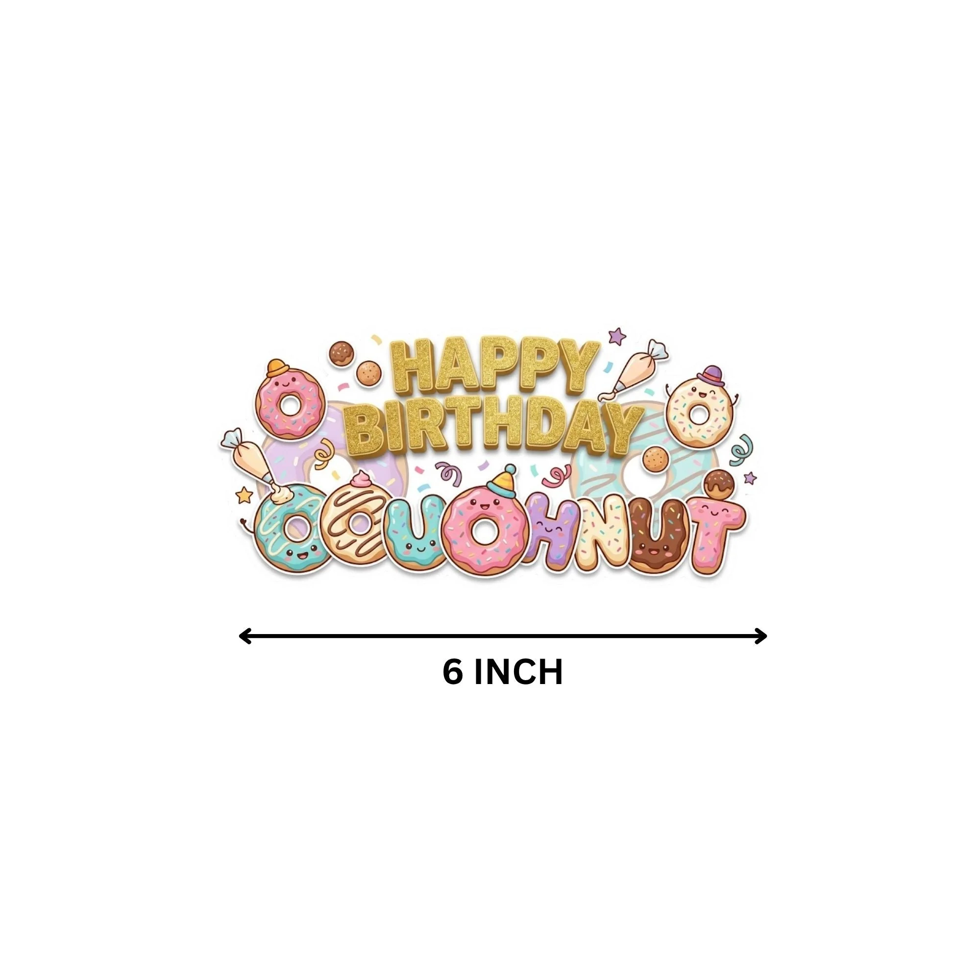 Doughnut Birthday Cake Topper for Kids | Premium 300 GSM Cardstock | Cute Cartoon Party Decoration | Cake Decoration Topper for Birthday Party Supplies - Premium Handcrafted 300 GSM Party Supplies, Cake Topper by Party Decor Mall India - View 4